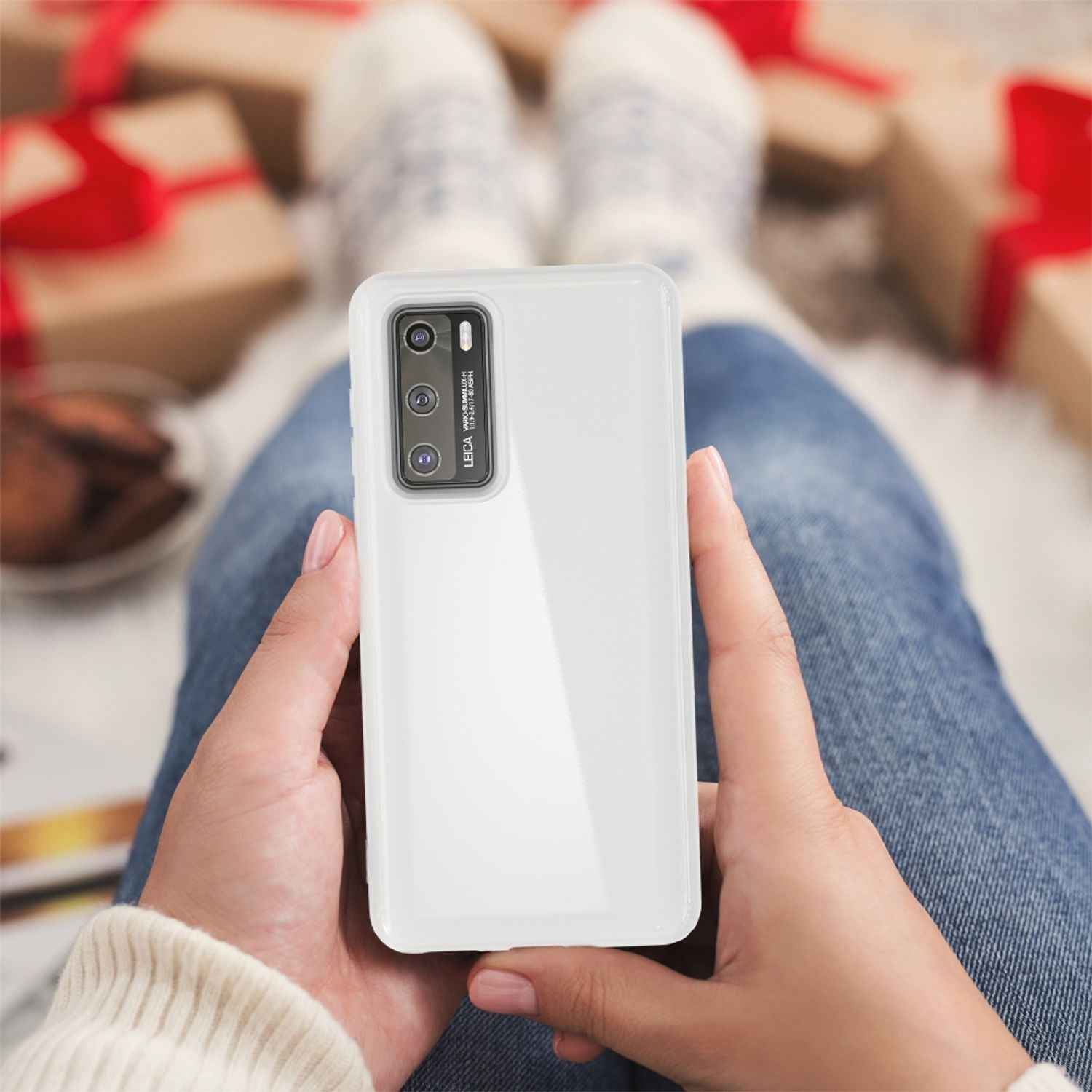 NALIA Handy Hülle für Huawei P40, Slim Case Silikon Schutzhülle Cover TPU Bumper