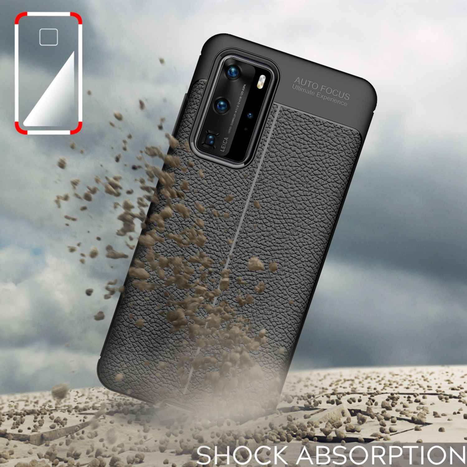 NALIA Handyhülle für Huawei P40 Pro Hülle, Leder Optik Stylische Handyhülle
