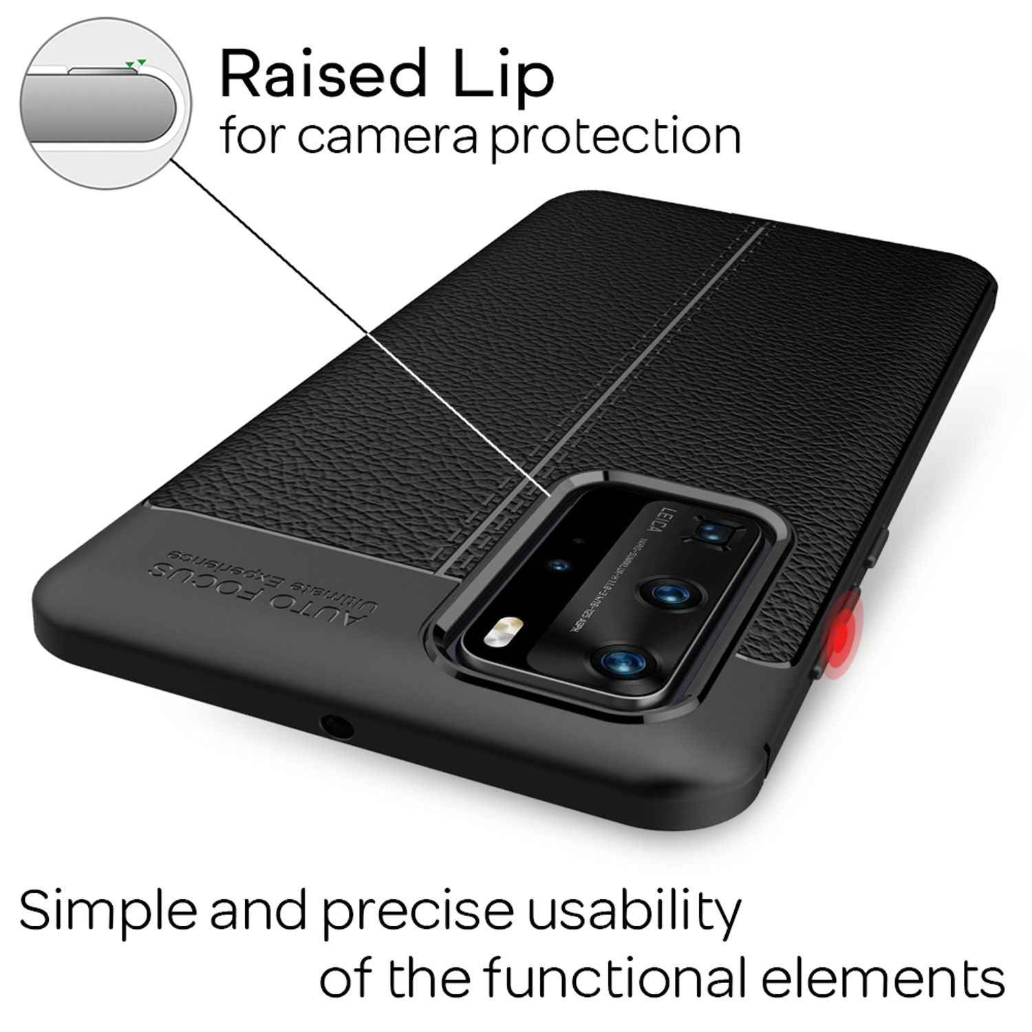 NALIA Handyhülle für Huawei P40 Pro Hülle, Leder Optik Stylische Handyhülle