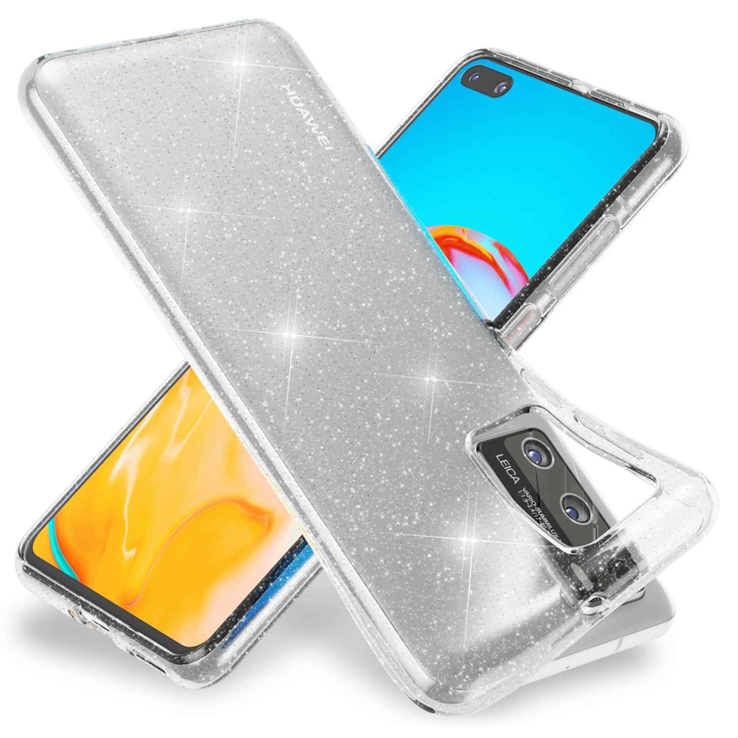 NALIA Glitzer Handyhülle für Huawei P40 Hülle, Bling Silikon Handyhülle Strass Cover