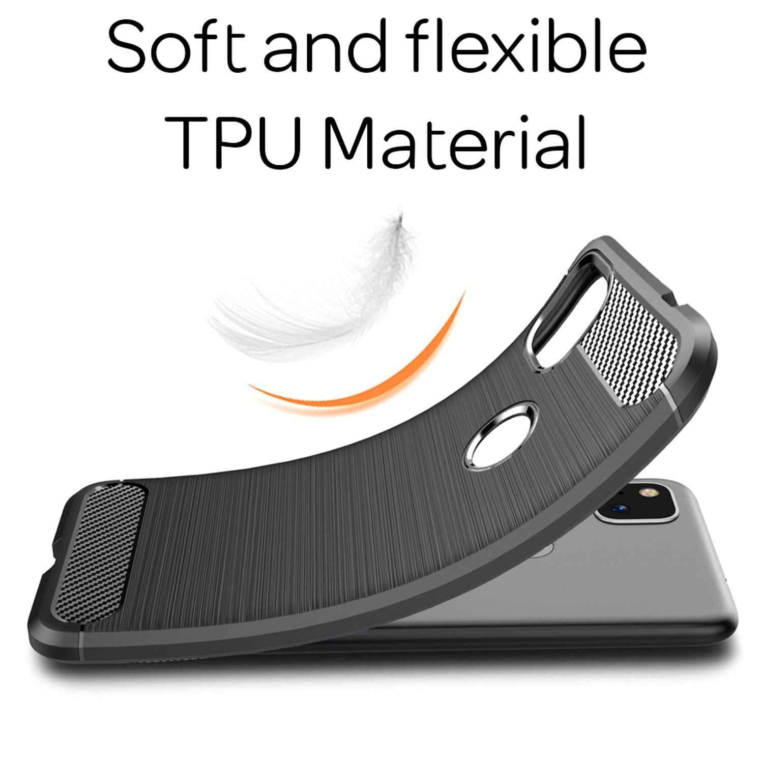 NALIA Handy Hülle für Google Pixel 4a, Carbon Case Silikon Cover Schutz Tasche