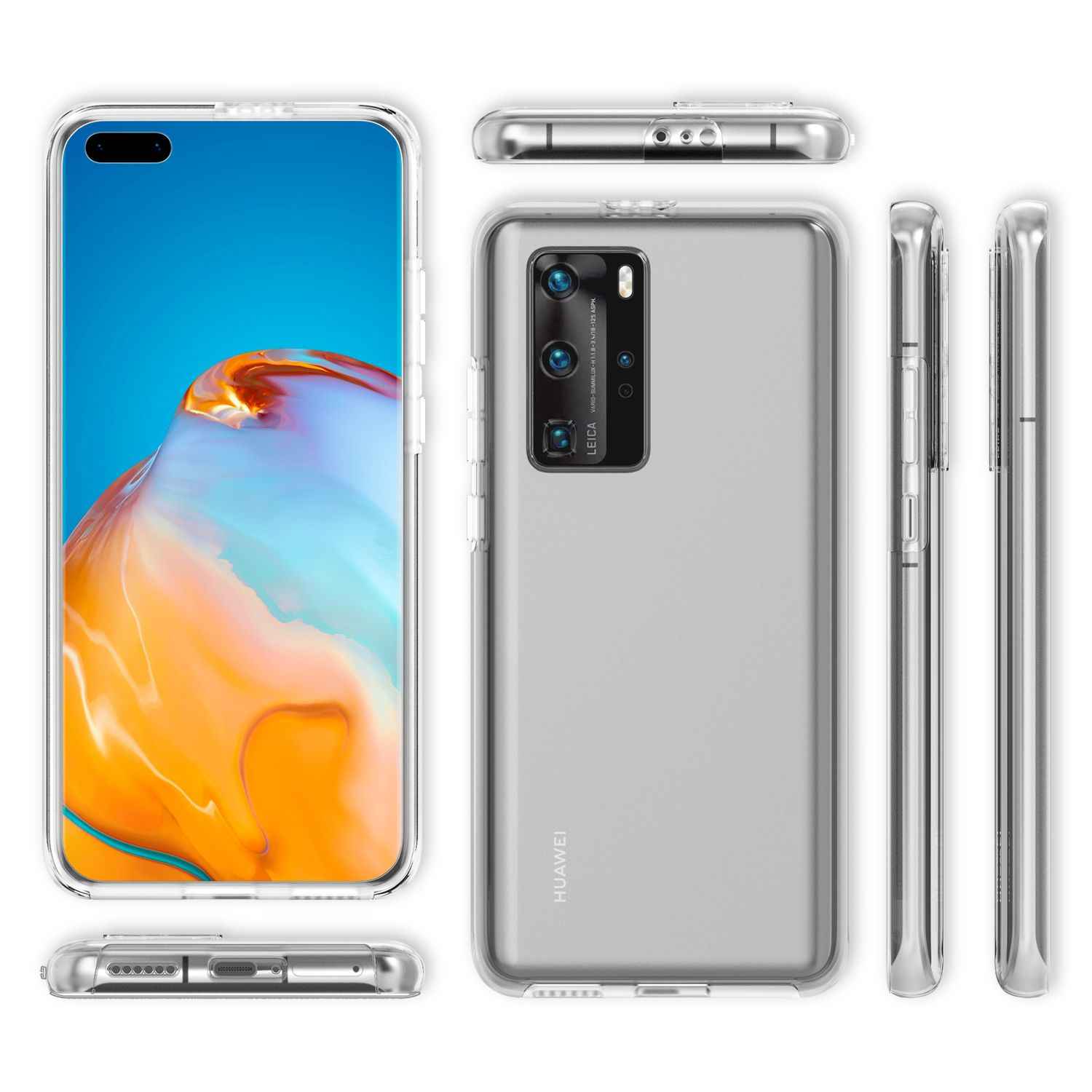 NALIA 360° Handy Hülle für Huawei P40 Pro, Full Cover Case Schutz Tasche Bumper