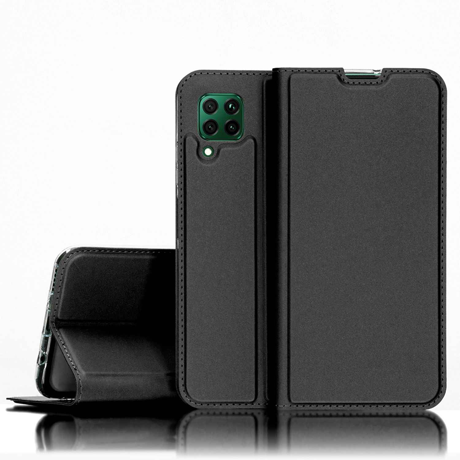 NALIA Klapp Hülle für Huawei P40 lite, Flip Case Kunstleder Cover Bumper Etui