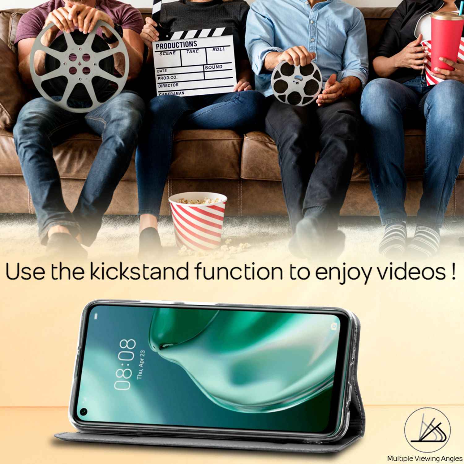 NALIA Klapp Hülle für Huawei P40 lite, Flip Case Kunstleder Cover Bumper Etui