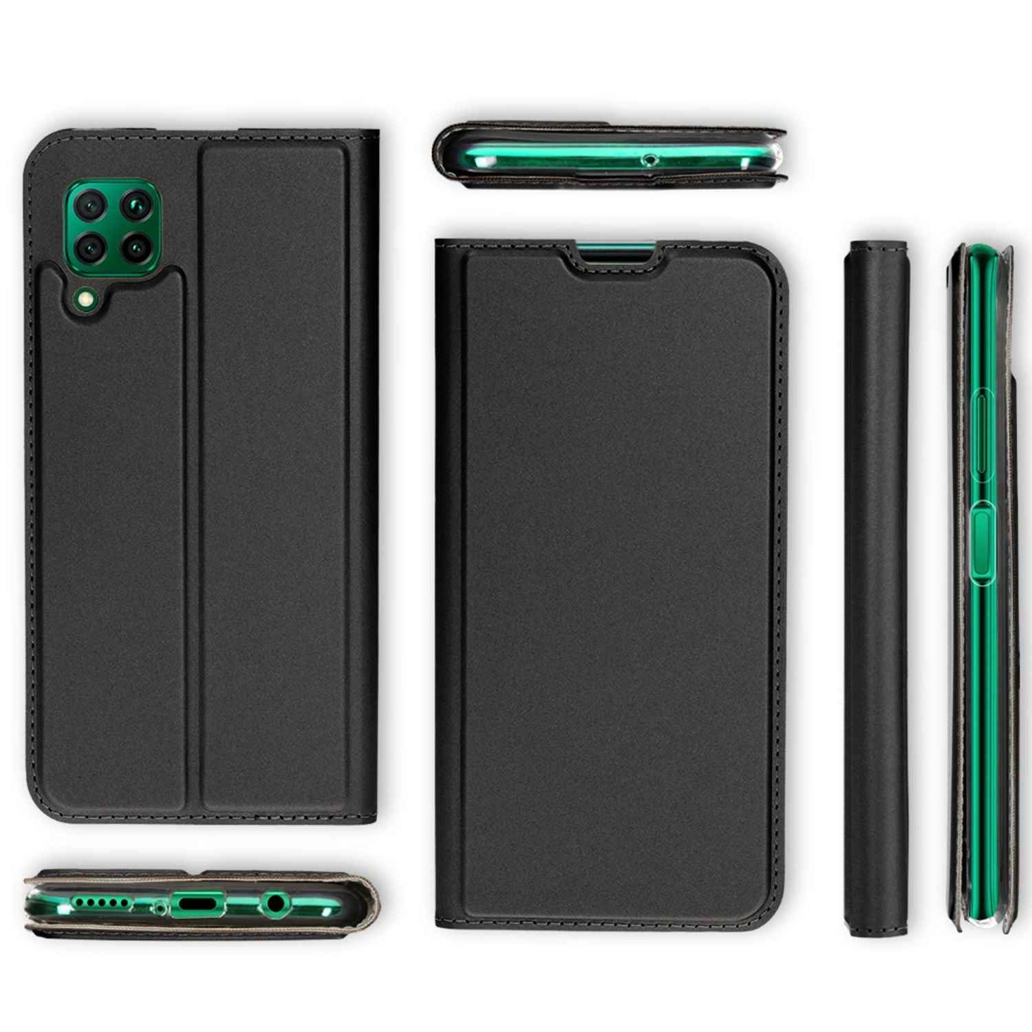 NALIA Klapp Hülle für Huawei P40 lite, Flip Case Kunstleder Cover Bumper Etui