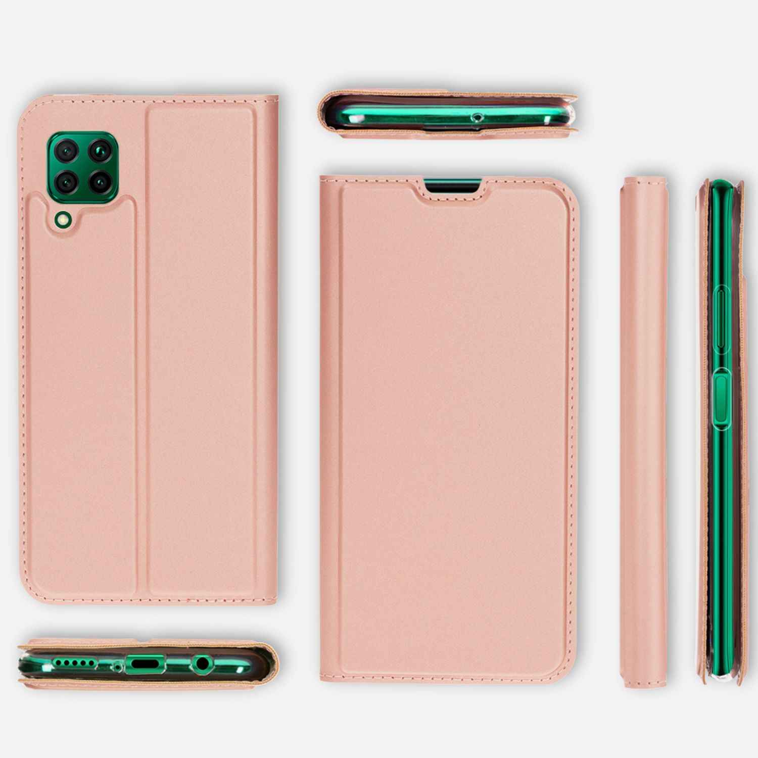 NALIA Klapp Hülle für Huawei P40 lite, Flip Case Kunstleder Cover Bumper Etui