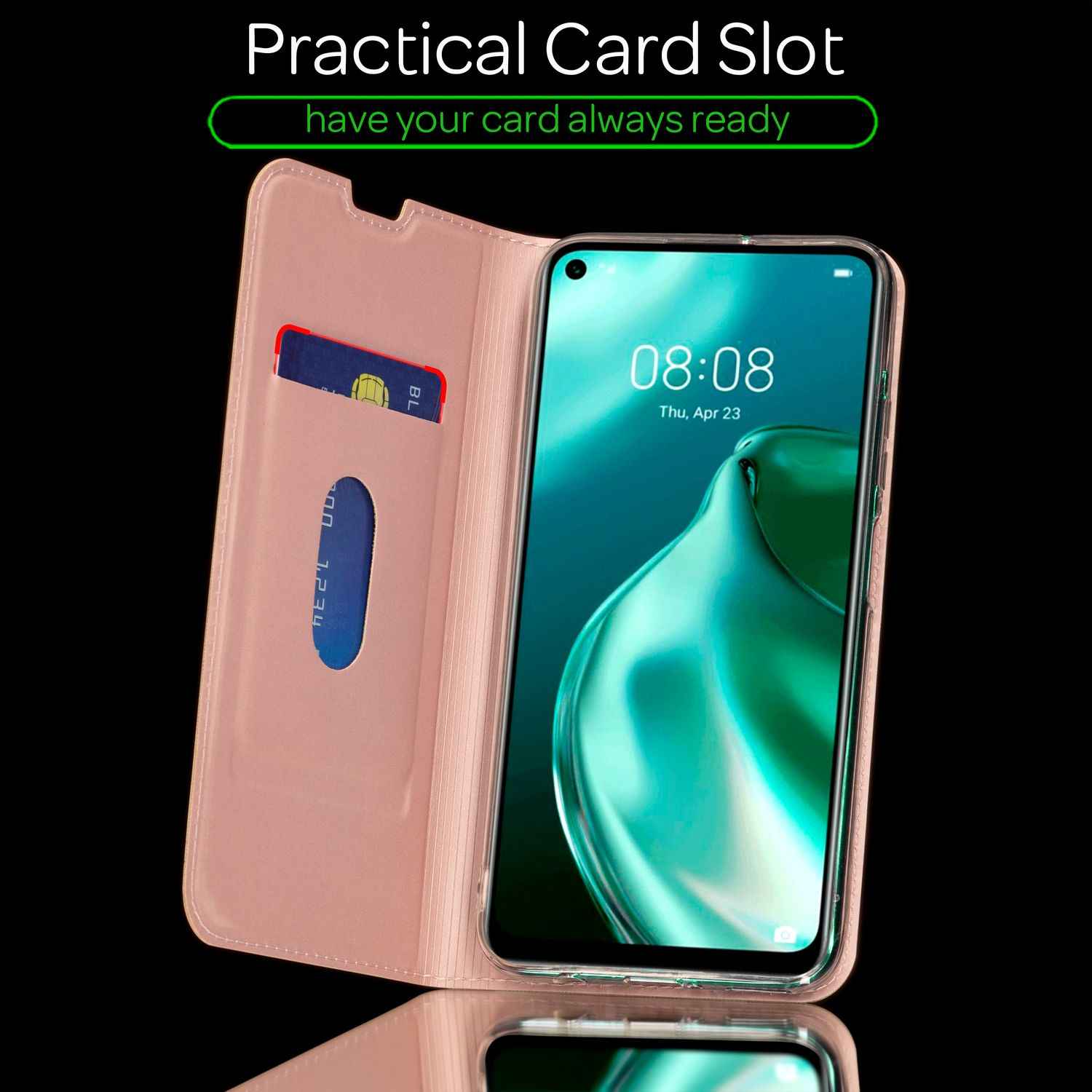 NALIA Klapp Hülle für Huawei P40 lite, Flip Case Kunstleder Cover Bumper Etui
