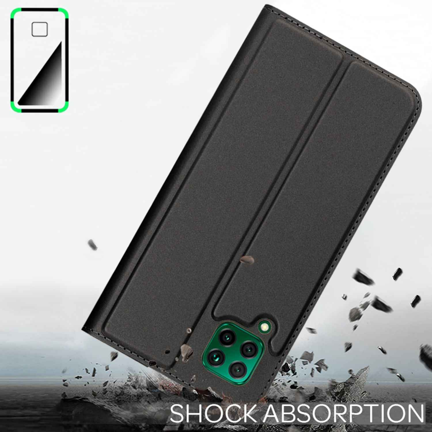 NALIA Klapp Hülle für Huawei P40 lite, Flip Case Kunstleder Cover Bumper Etui