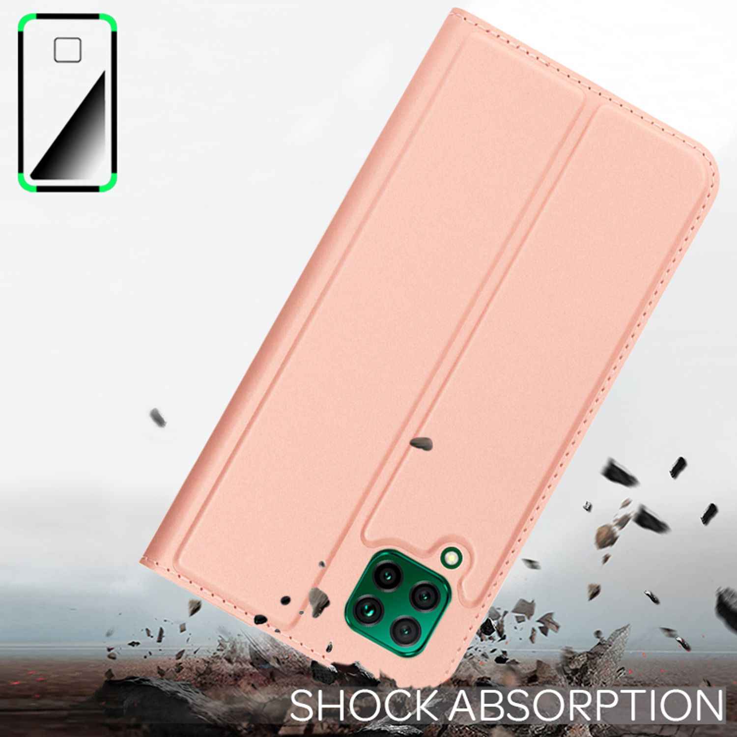 NALIA Klapp Hülle für Huawei P40 lite, Flip Case Kunstleder Cover Bumper Etui