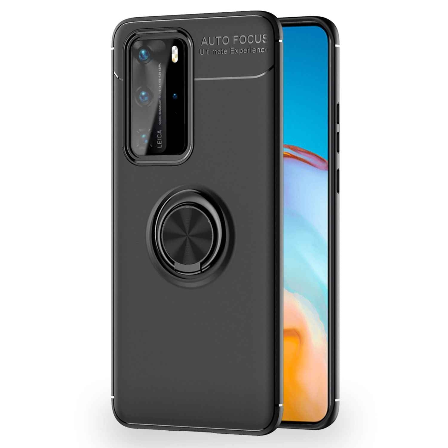 NALIA Ring Handy Hülle für Huawei P40 Pro, Silikon Cover Case 360 Grad Halter