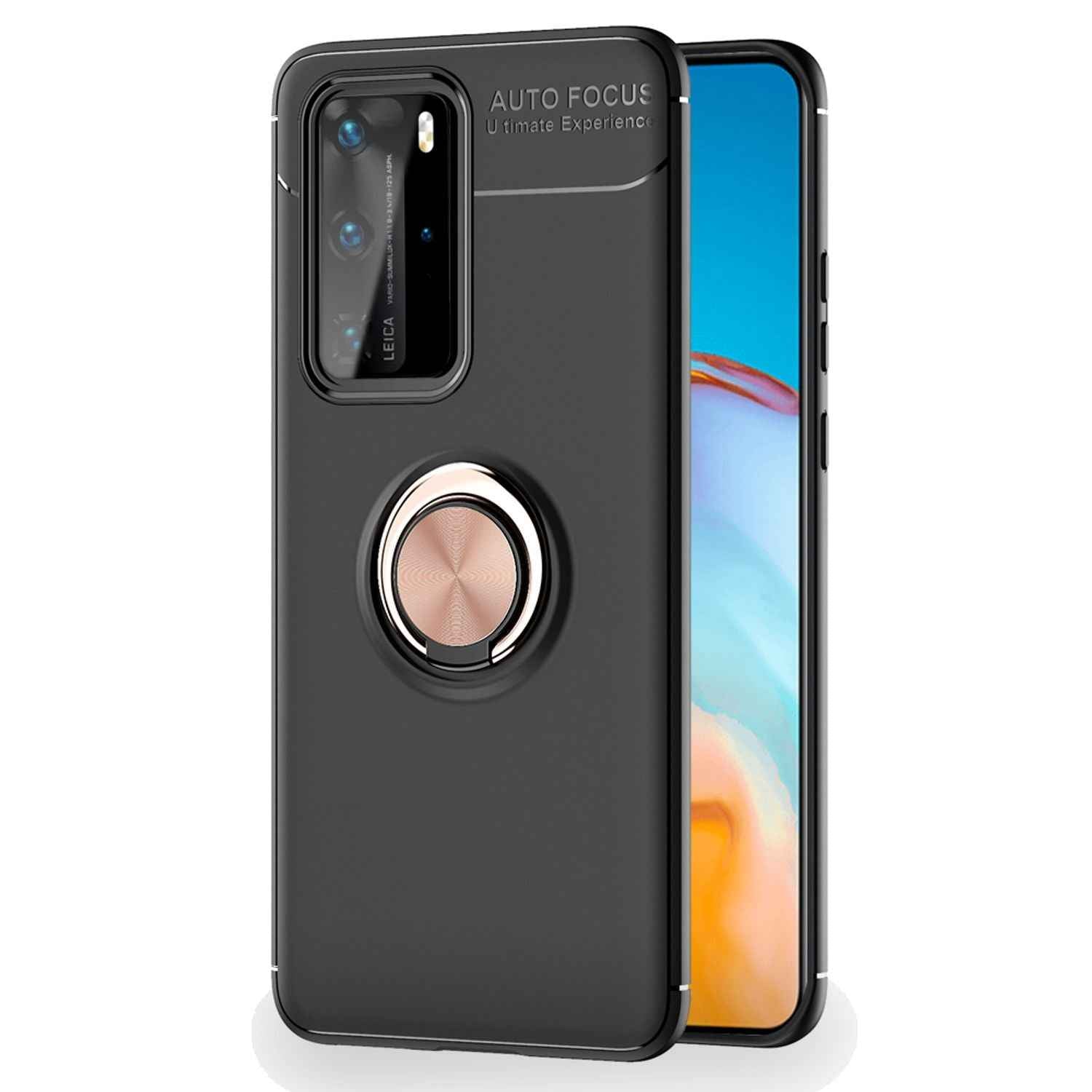 NALIA Ring Handy Hülle für Huawei P40 Pro, Silikon Cover Case 360 Grad Halter