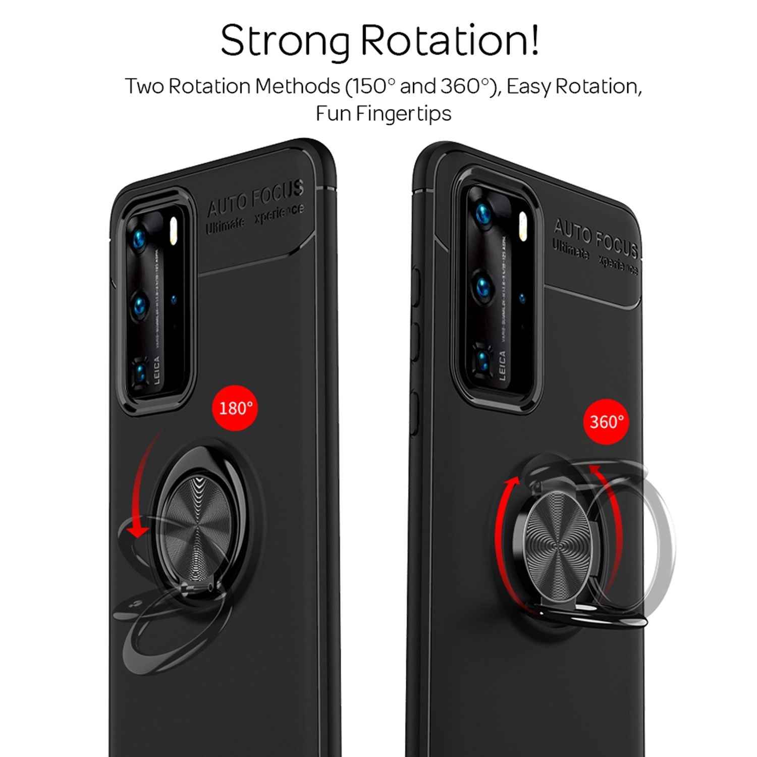 NALIA Ring Handy Hülle für Huawei P40 Pro, Silikon Cover Case 360 Grad Halter