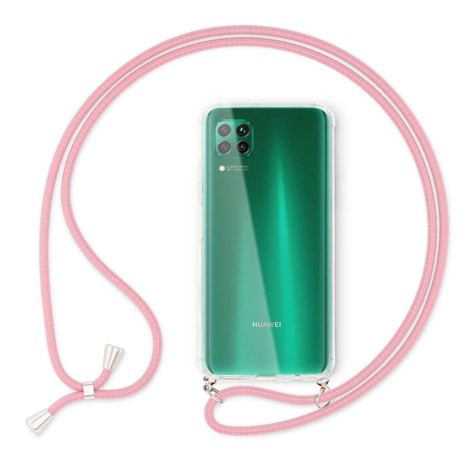 NALIA Handy Hülle mit Kette für Huawei P40 lite, Slim Necklace Hard Case Cover