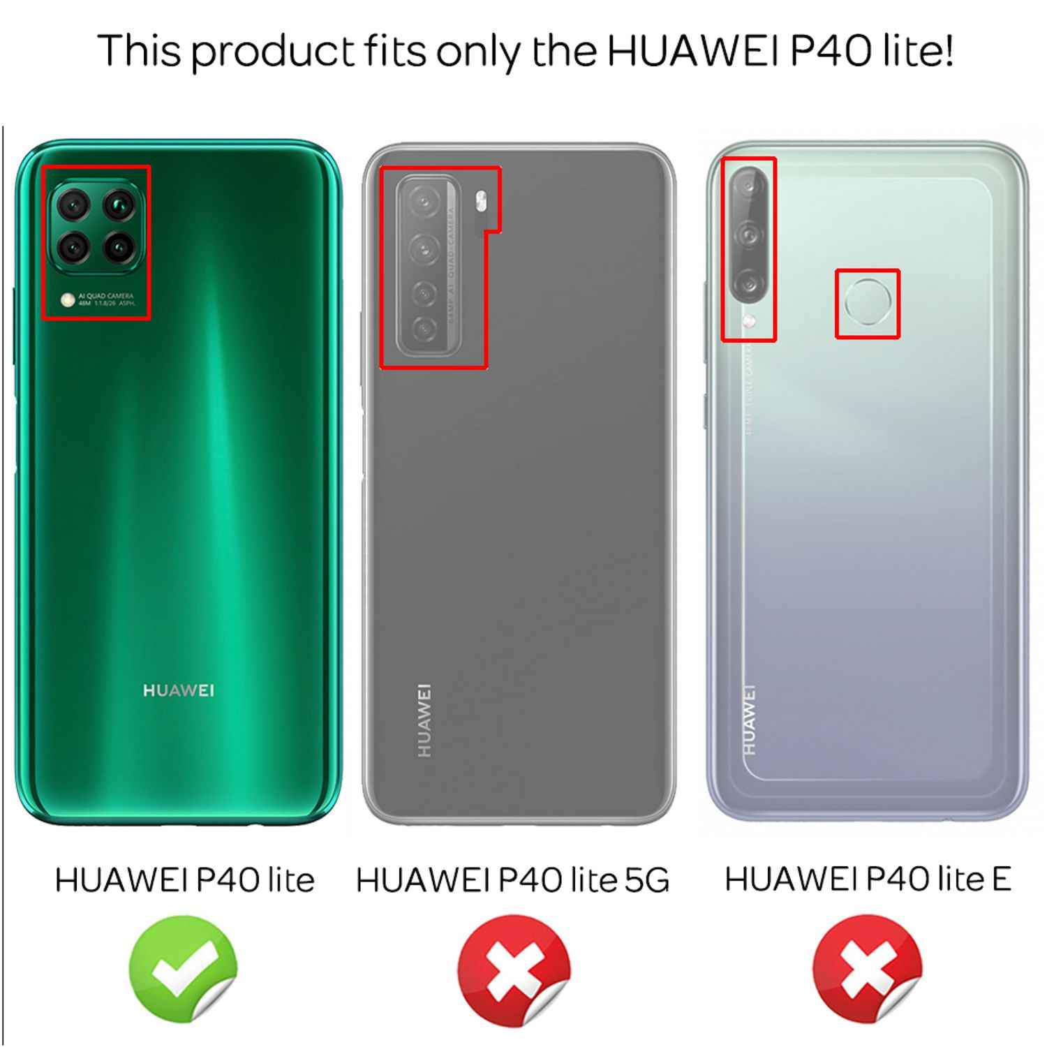 NALIA Handy Hülle mit Kette für Huawei P40 lite, Slim Necklace Hard Case Cover