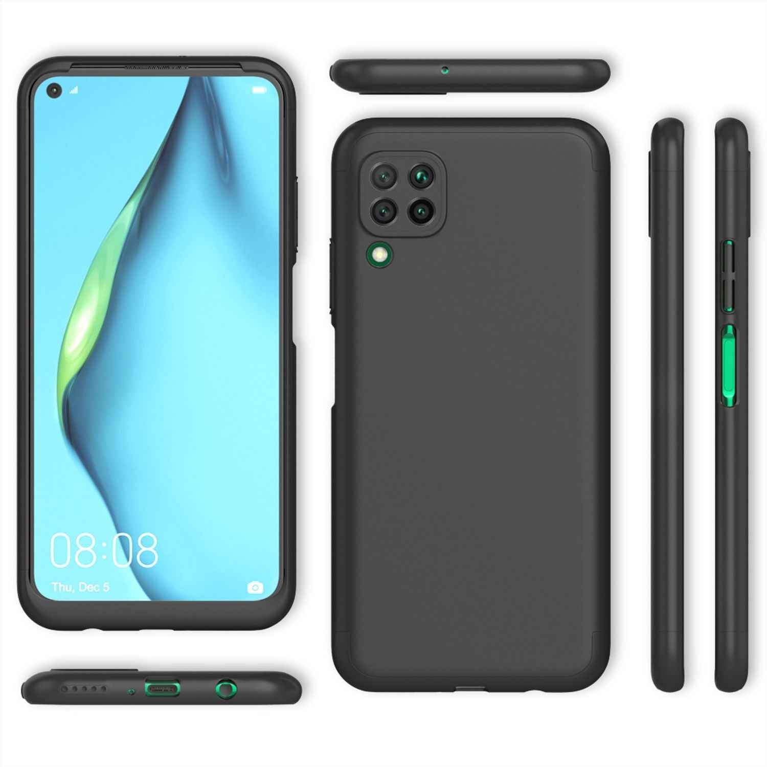 NALIA 360 Grad Handy Hülle für Huawei P40 lite, Full Cover Case Bumper & Glas