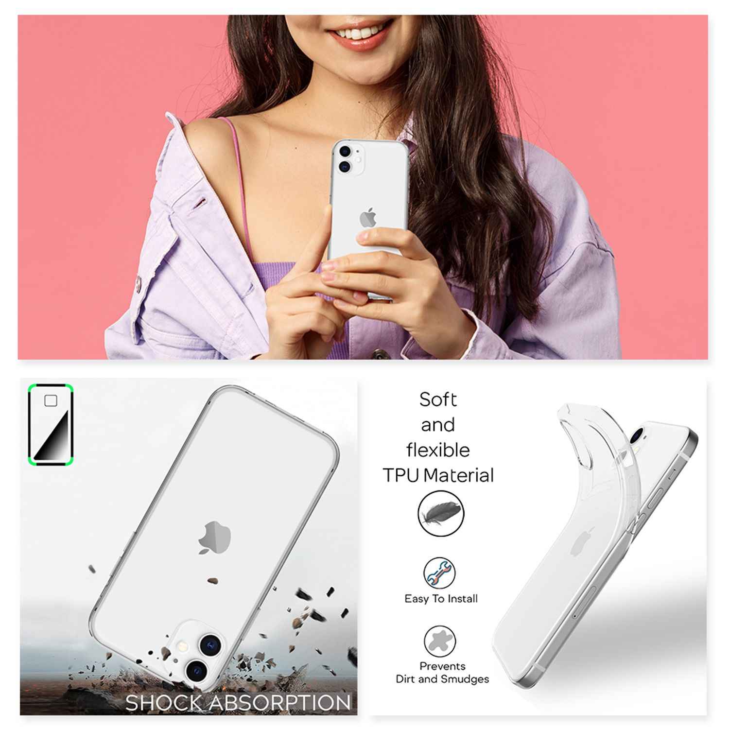 NALIA Handy Hülle für iPhone 12 / iPhone 12 Pro, Slim Case Schutz Tasche Cover