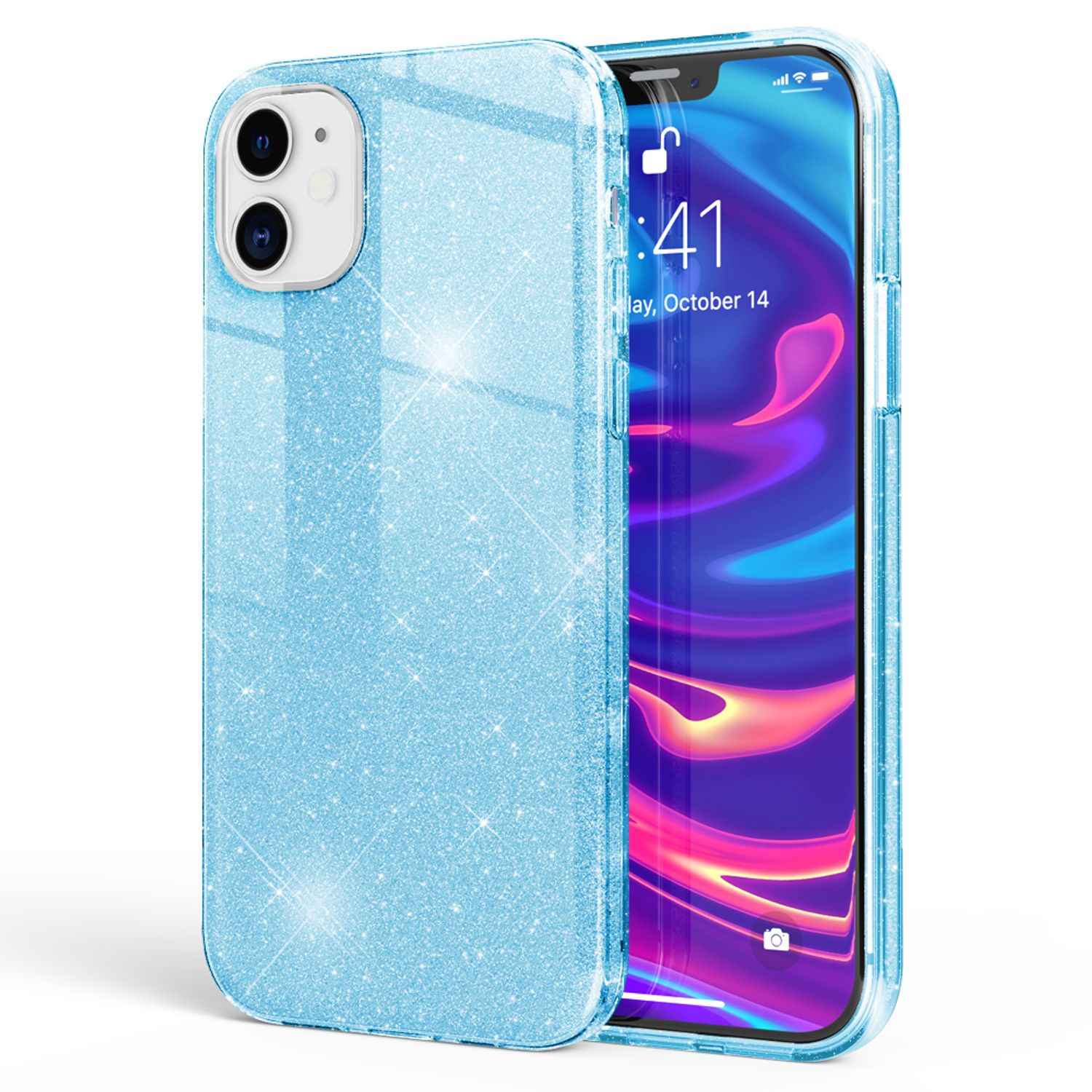 NALIA Glitzer Handy Hülle für iPhone 12 Mini, Bling Case Glitter Cover Schutz