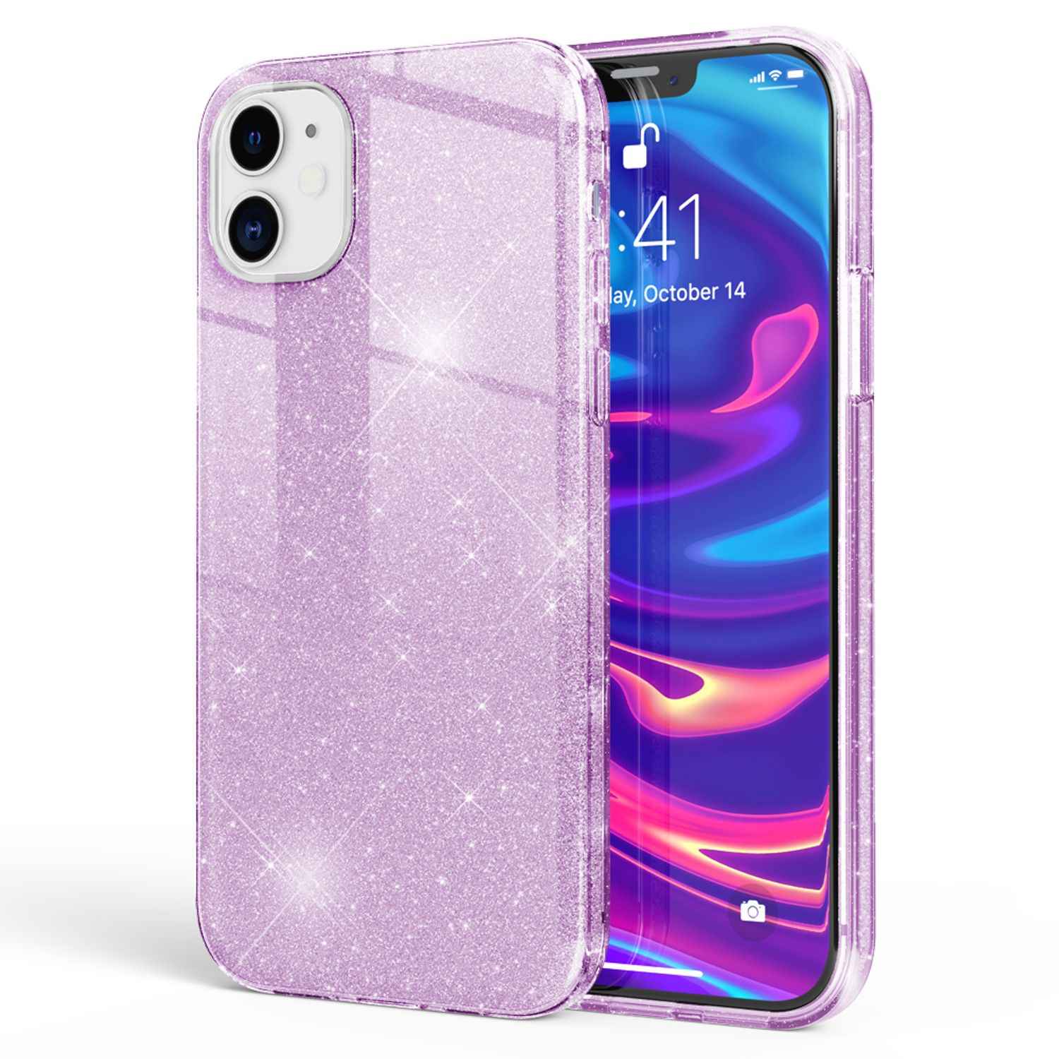 NALIA Glitzer Handy Hülle für iPhone 12 Mini, Bling Case Glitter Cover Schutz