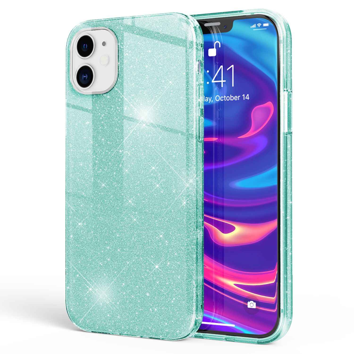 NALIA Glitzer Handy Hülle für iPhone 12 Mini, Bling Case Glitter Cover Schutz