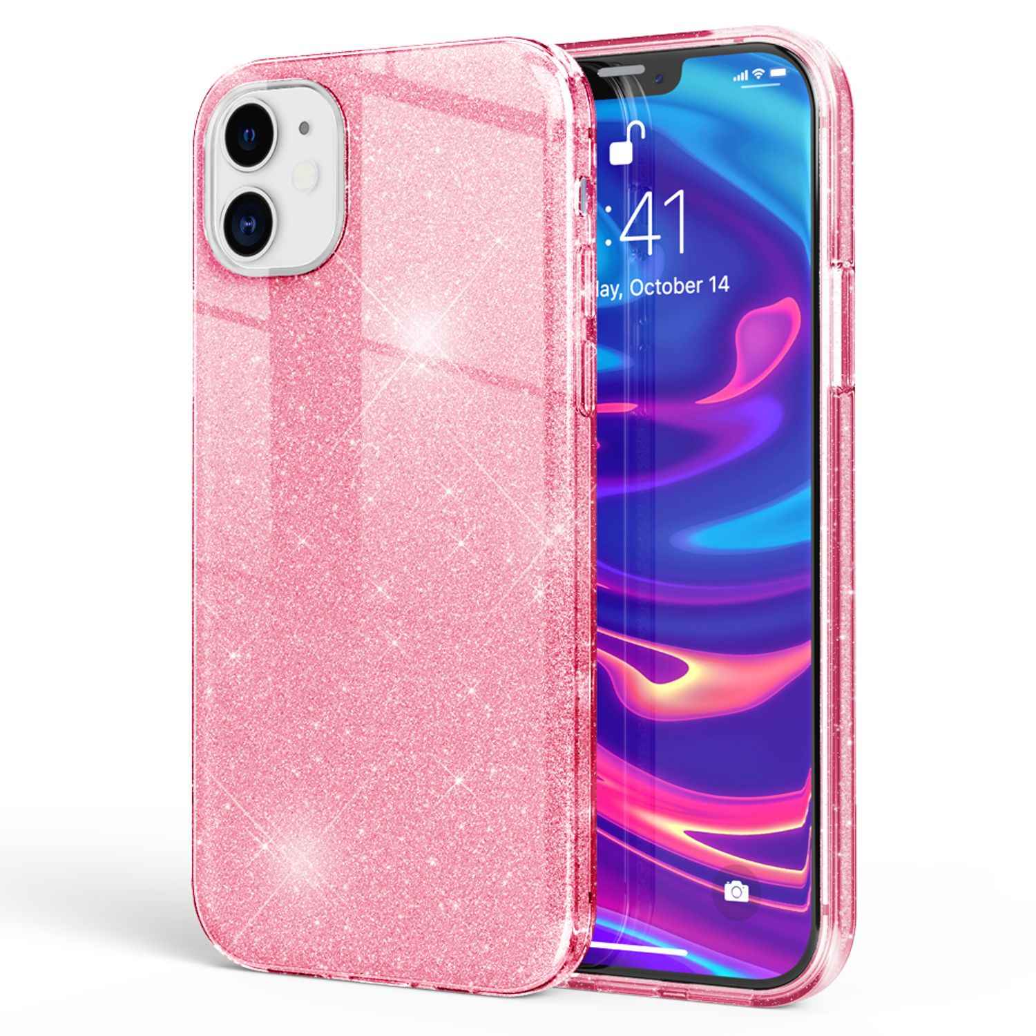 NALIA Glitzer Handy Hülle für iPhone 12 Mini, Bling Case Glitter Cover Schutz