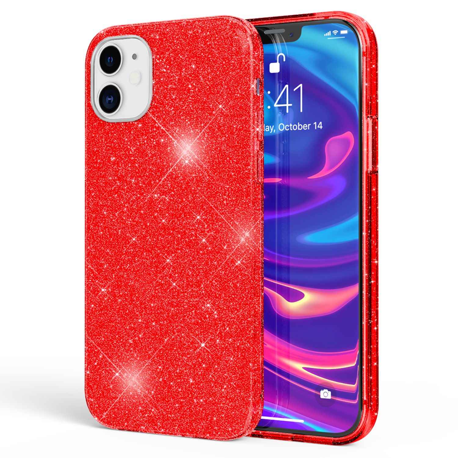 NALIA Glitzer Handy Hülle für iPhone 12 Mini, Bling Case Glitter Cover Schutz