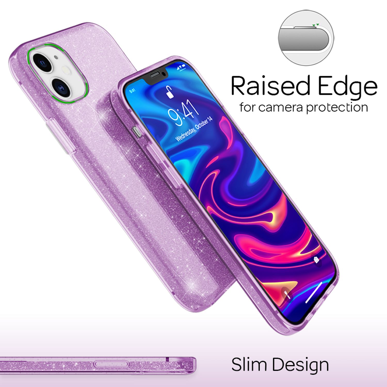 Handyhülle für iPhone 12 Mini TPU glitzernd durchsichtig | NALIA Berlin