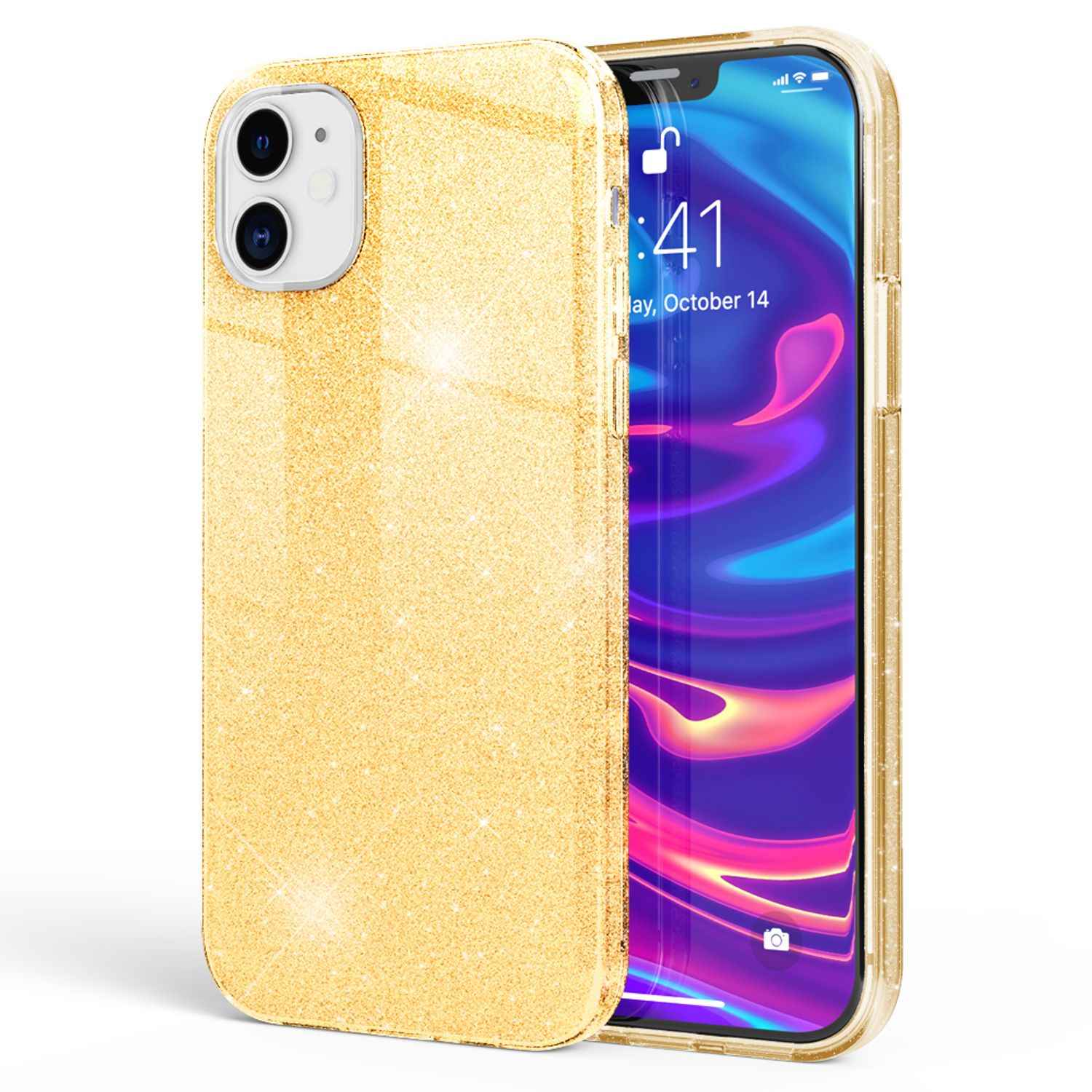 NALIA Glitzer Handy Hülle für iPhone 12 / 12 Pro, Bling Case Case Schutz Cover