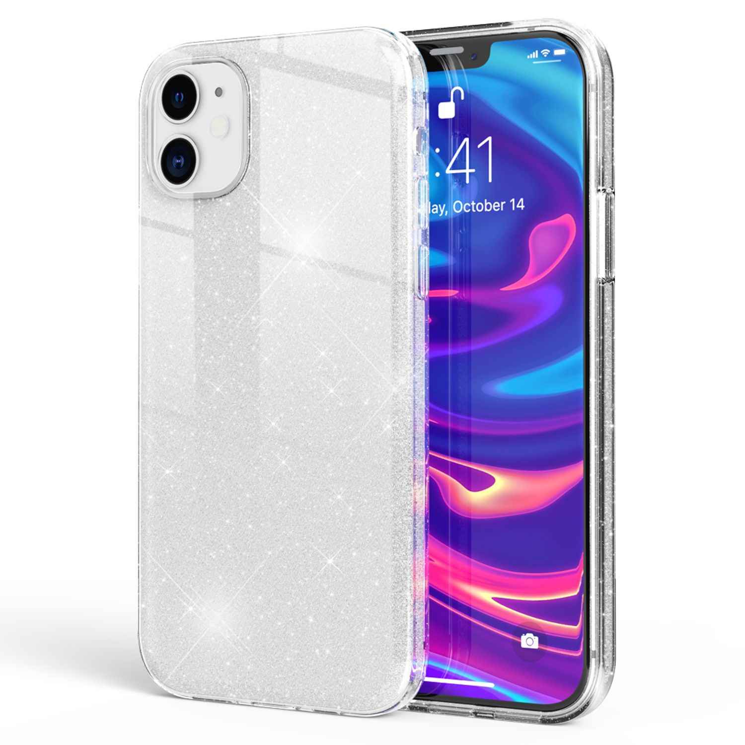 NALIA Glitzer Handy Hülle für iPhone 12 / 12 Pro, Bling Case Case Schutz Cover