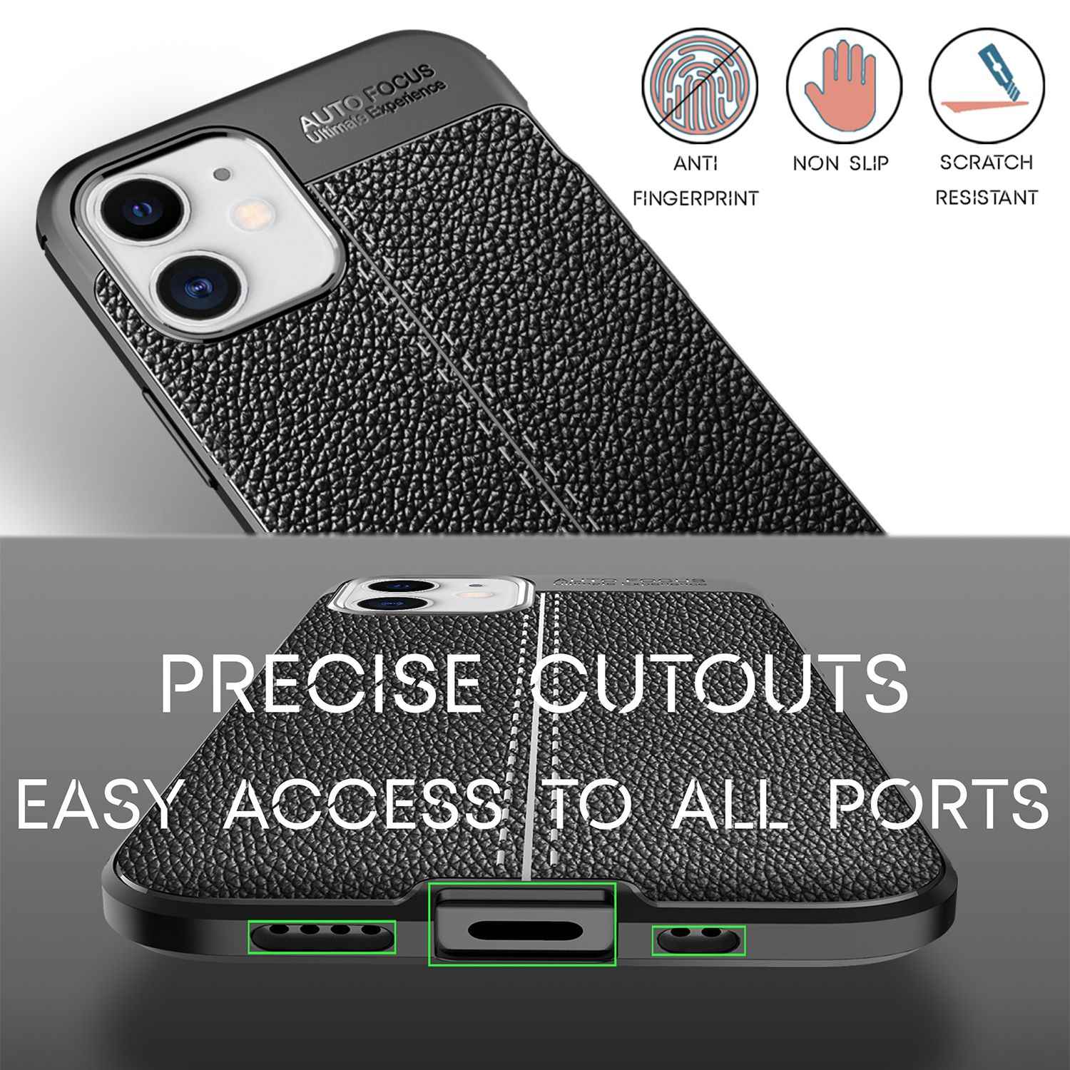 NALIA Leder Case für iPhone 12 mini, Silikon Handy Hülle Schutz Tasche Cover TPU