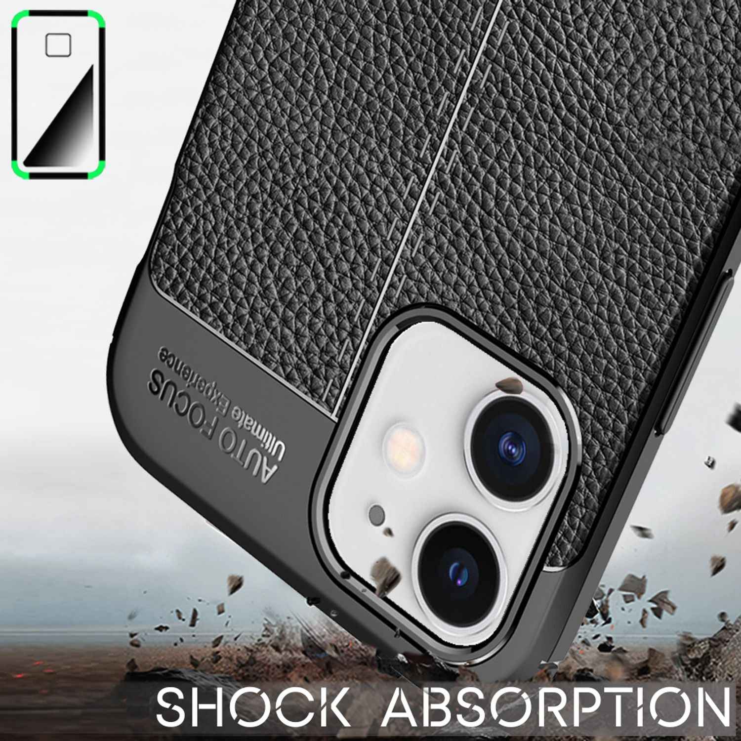 NALIA Leder Case für iPhone 12 mini, Silikon Handy Hülle Schutz Tasche Cover TPU