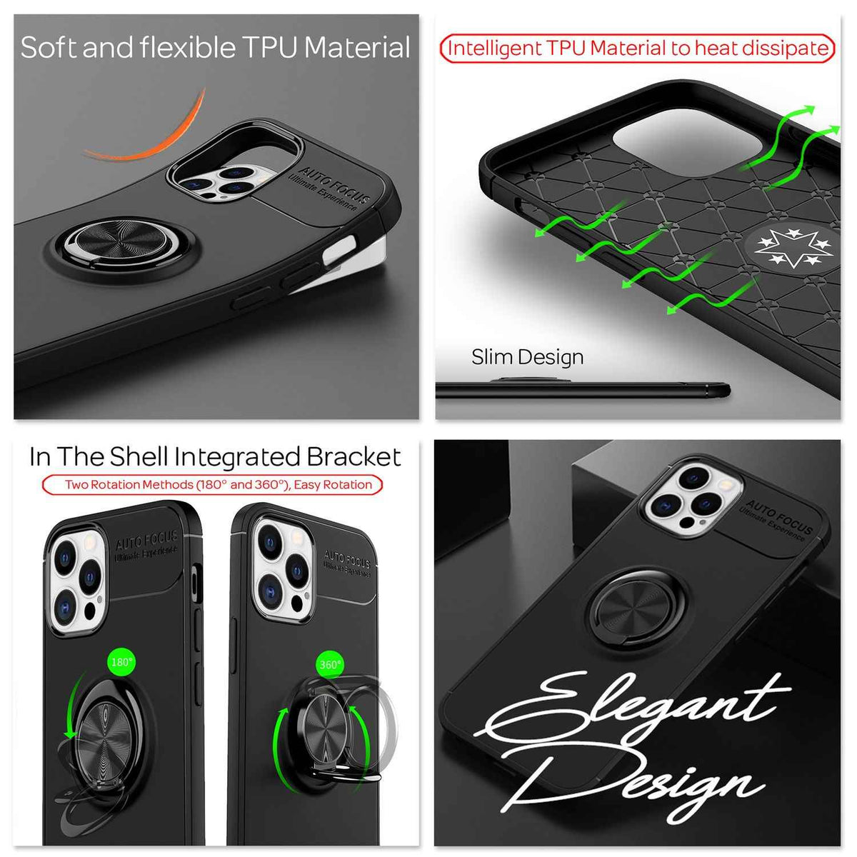 NALIA Ring Handyhülle für iPhone 12 Pro Max, Handy Cover Case Schutz Tasche TPU Etui