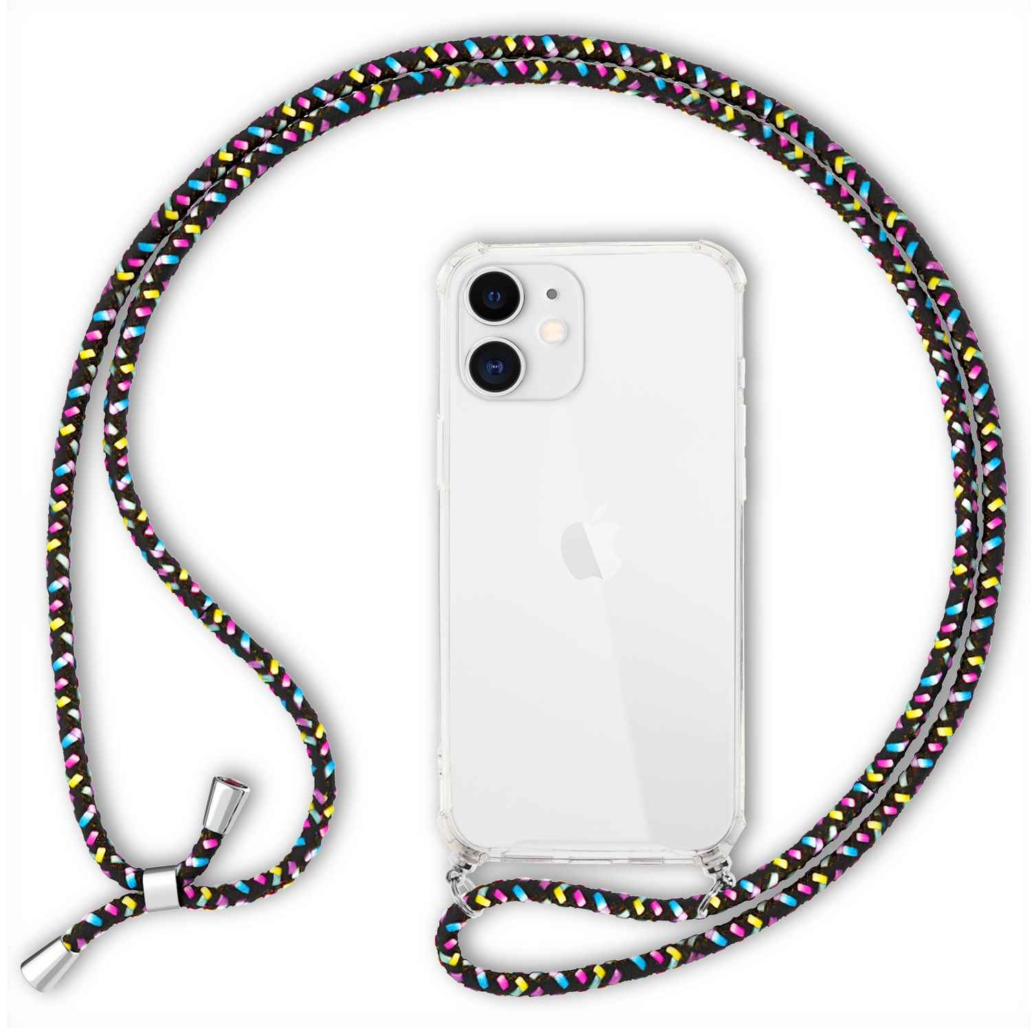 NALIA Handy Hülle mit Kette für iPhone 12/ iPhone 12 Pro, Hard Case Schutz Cover