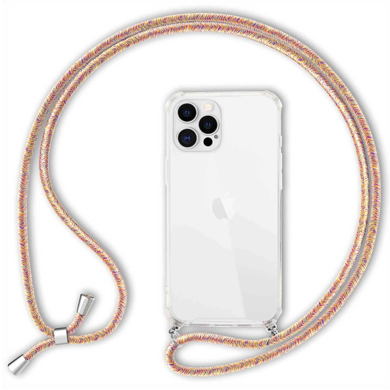 NALIA Handy Hülle mit Kette für iPhone 12 Pro Max, Hard Case Kordel Cover Bumper