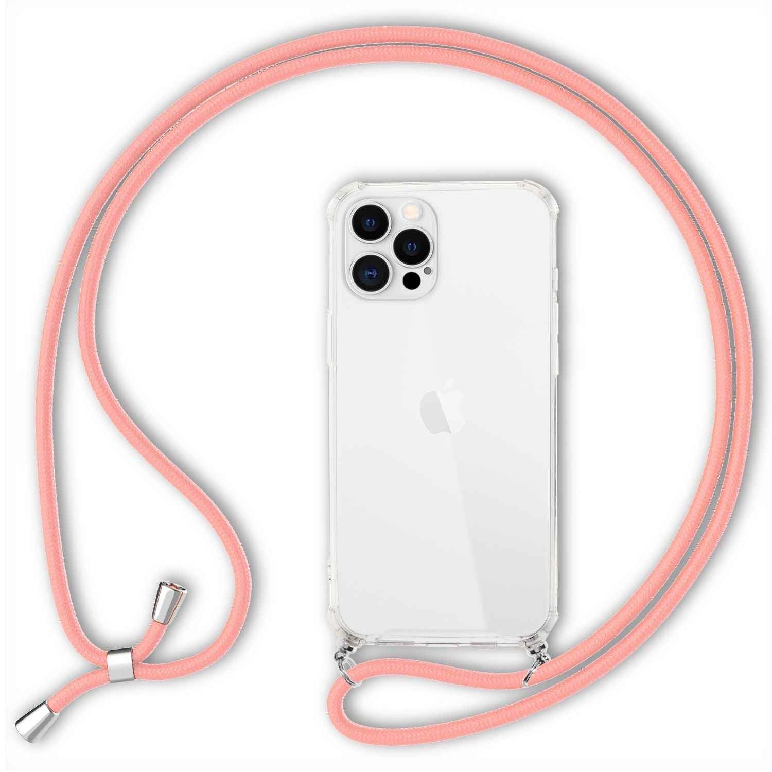 NALIA Handy Hülle mit Kette für iPhone 12 Pro Max, Hard Case Kordel Cover Bumper