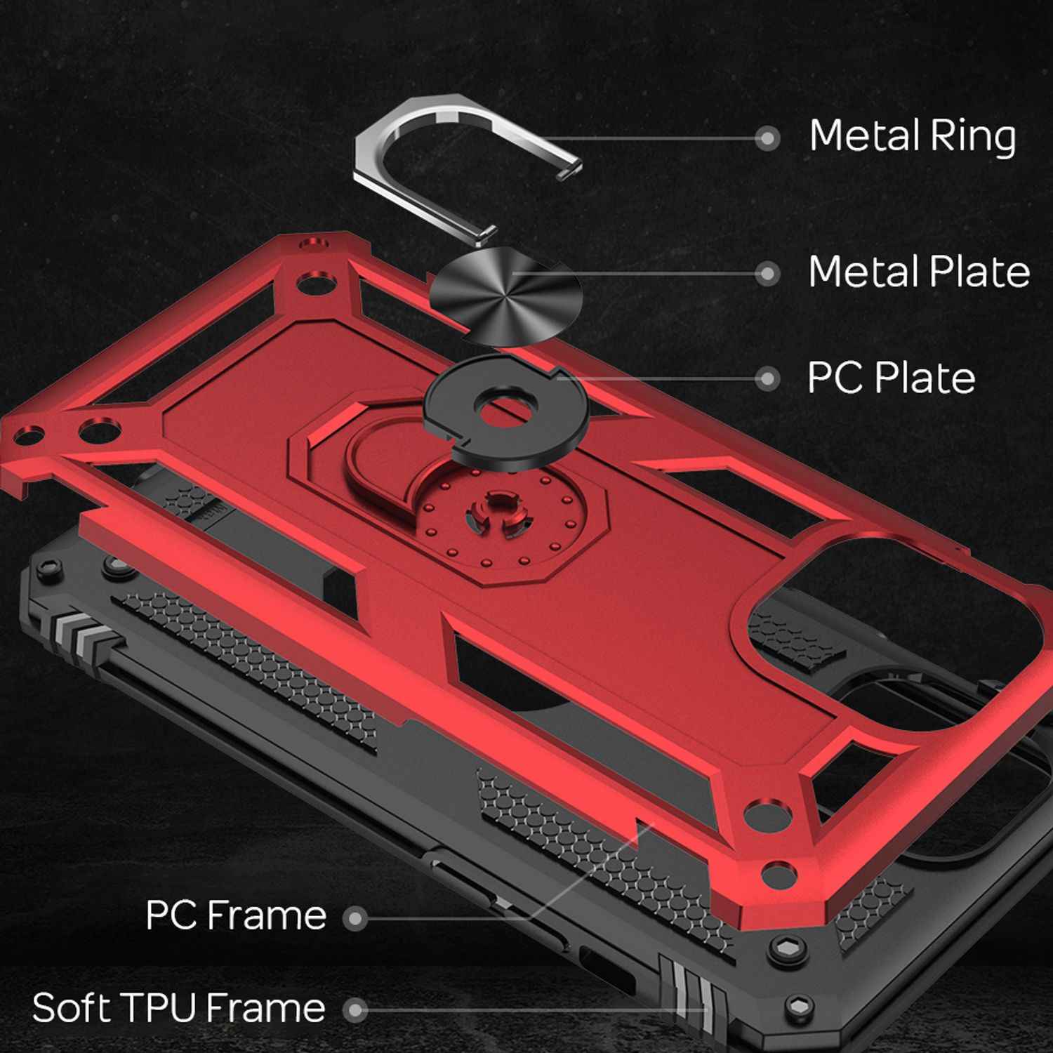 NALIA Ring Hülle für iPhone 12/ iPhone 12 Pro, Handy Hard Case Schutz Cover Etui