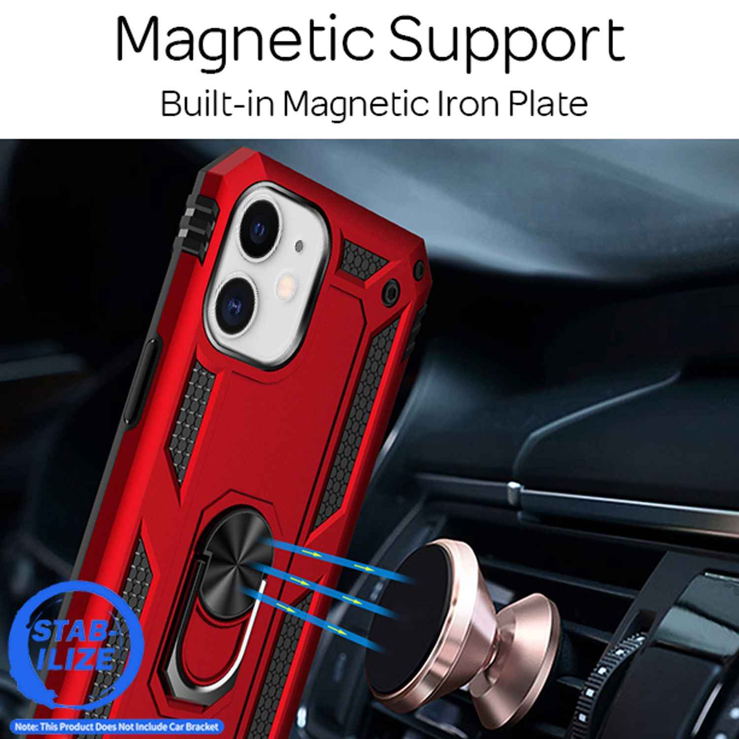 NALIA Ring Hülle für iPhone 12/ iPhone 12 Pro, Handy Hard Case Schutz Cover Etui