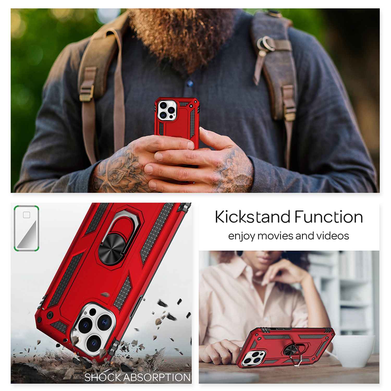 NALIA Ring Hülle für iPhone 12 Pro Max, Silikon Cover Hard Case Handy Etui Slim