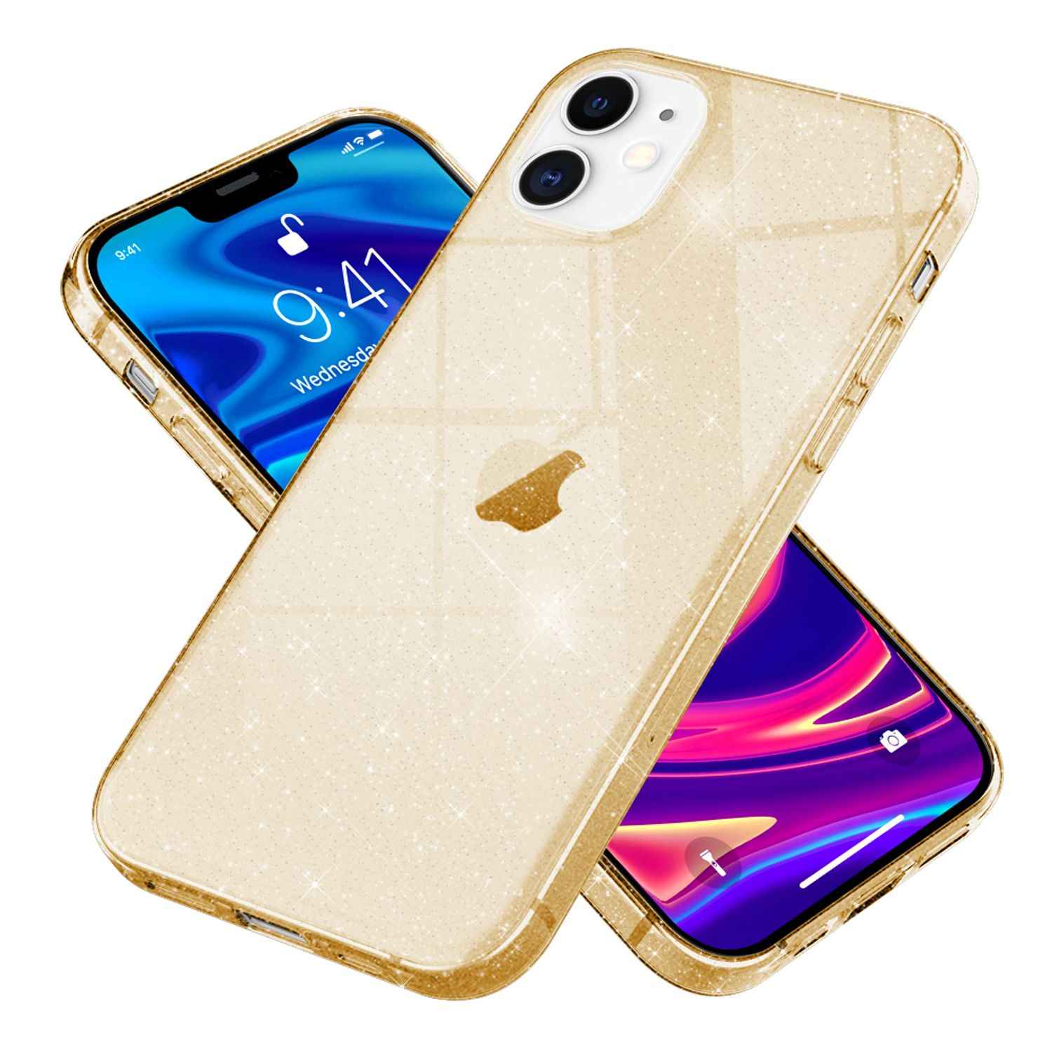 NALIA Glitzer Hülle für iPhone 12 mini, Bling Handy Cover Glitter Case Schutz