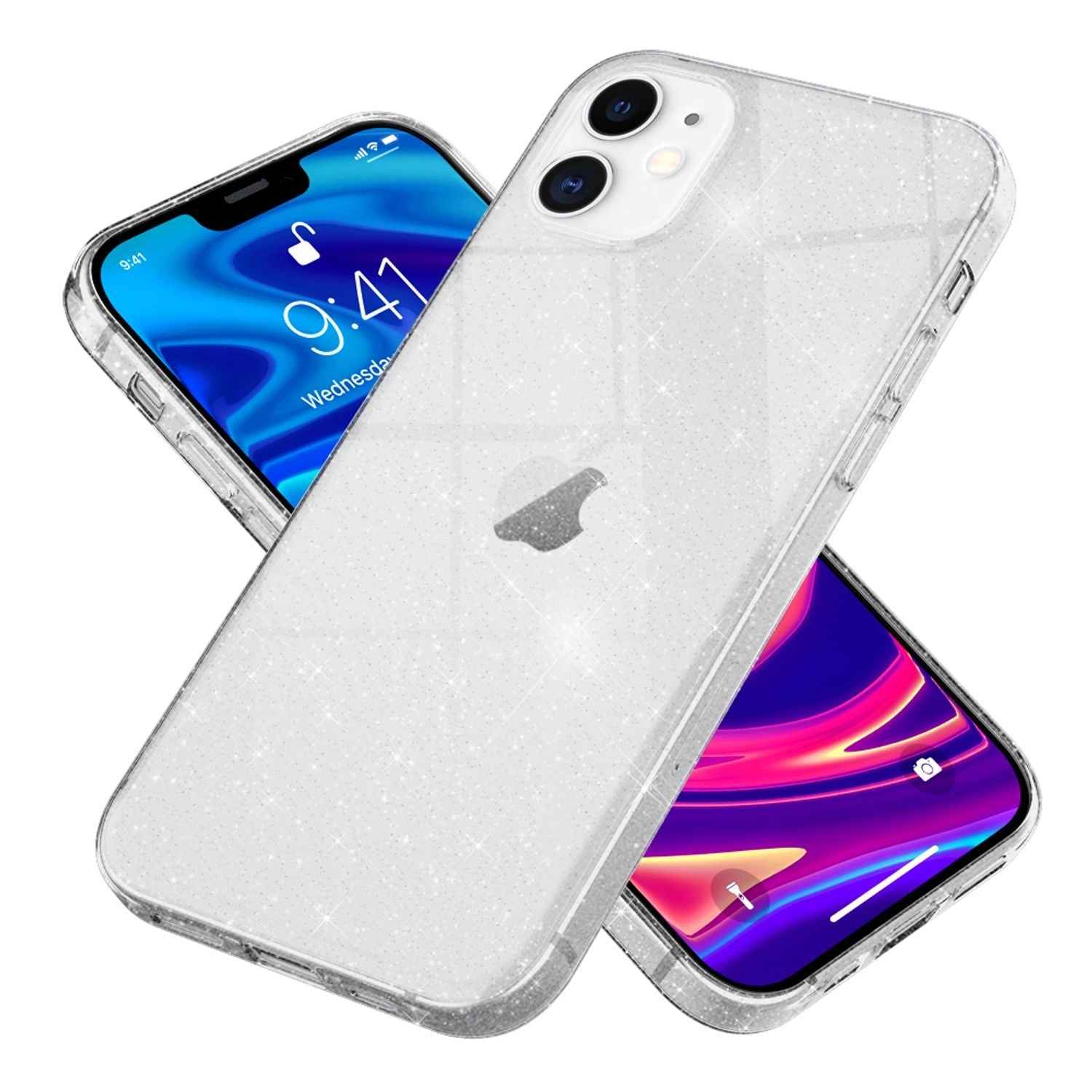 NALIA Glitzer Hülle für iPhone 12 / iPhone 12 Pro, Bling Handy Cover Schutz Case