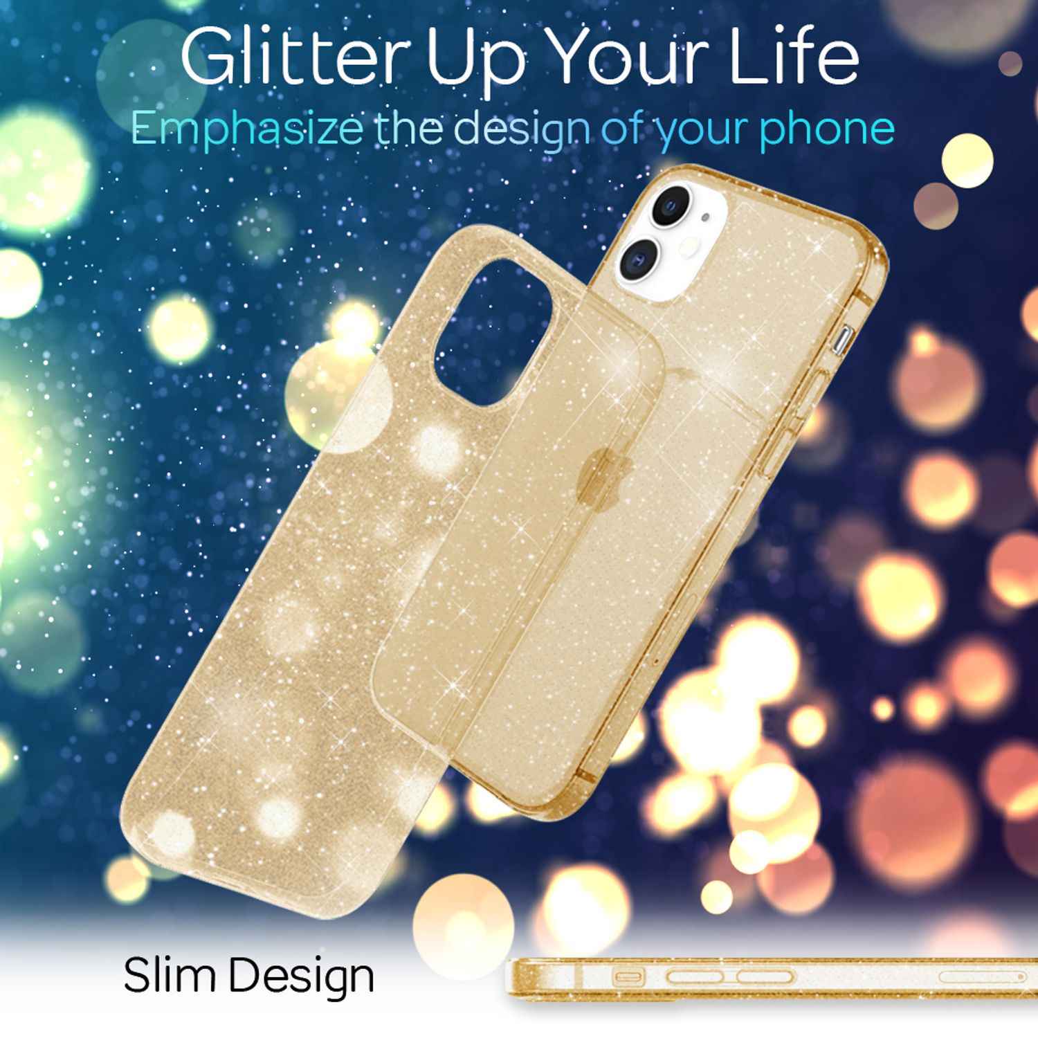NALIA Glitzer Hülle für iPhone 12 / iPhone 12 Pro, Bling Handy Cover Schutz Case