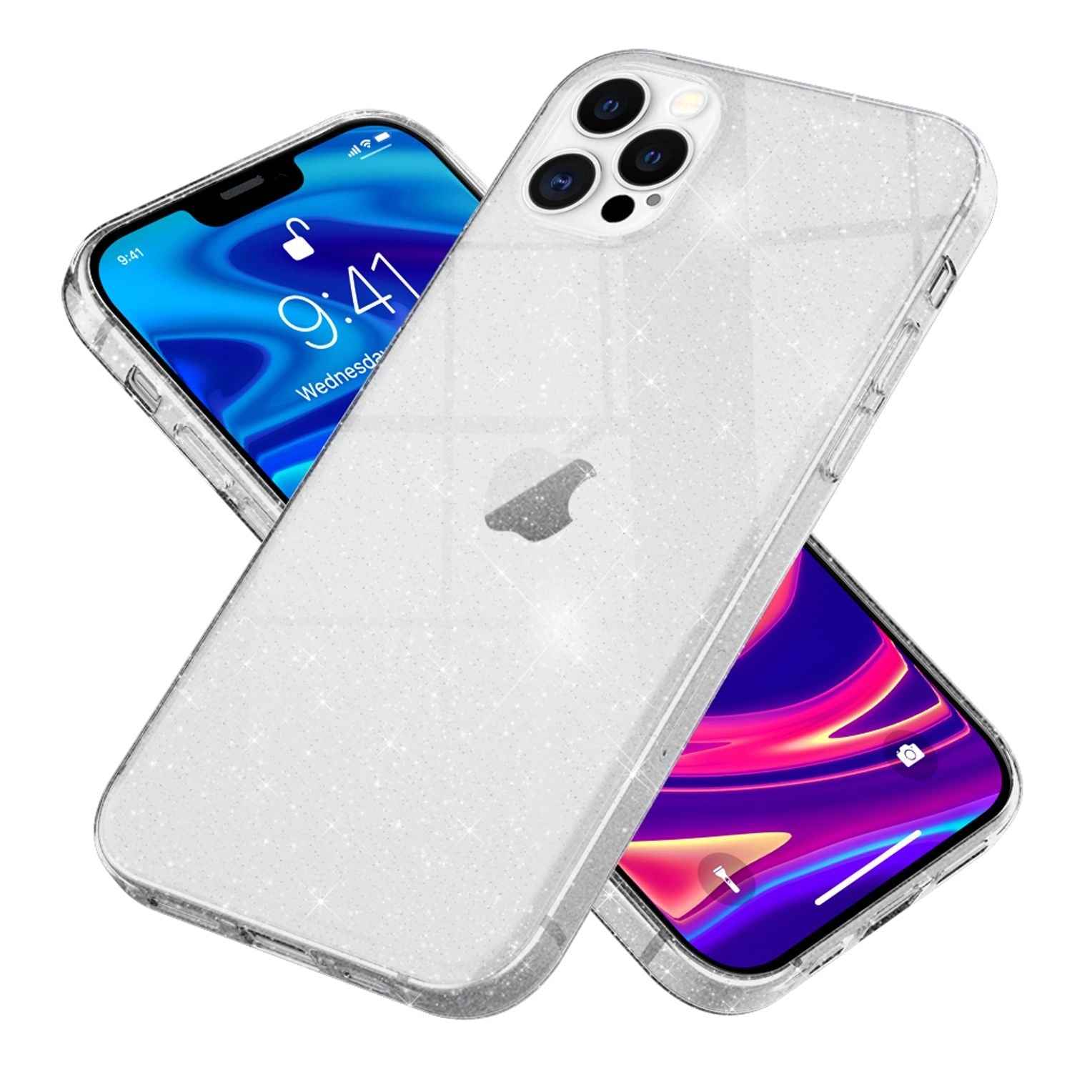 NALIA Glitzer Hülle für iPhone 12 Pro Max, Bling Handy Cover Schutz Glitter Case