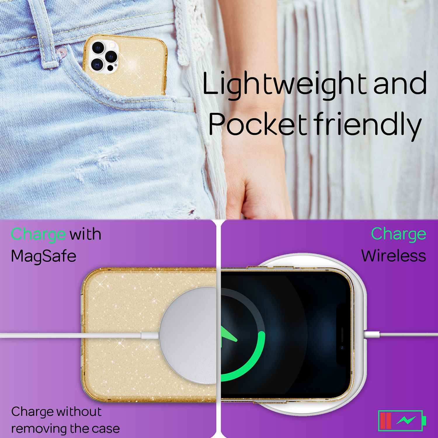 NALIA Glitzer Hülle für iPhone 12 Pro Max, Bling Handy Cover Schutz Glitter Case