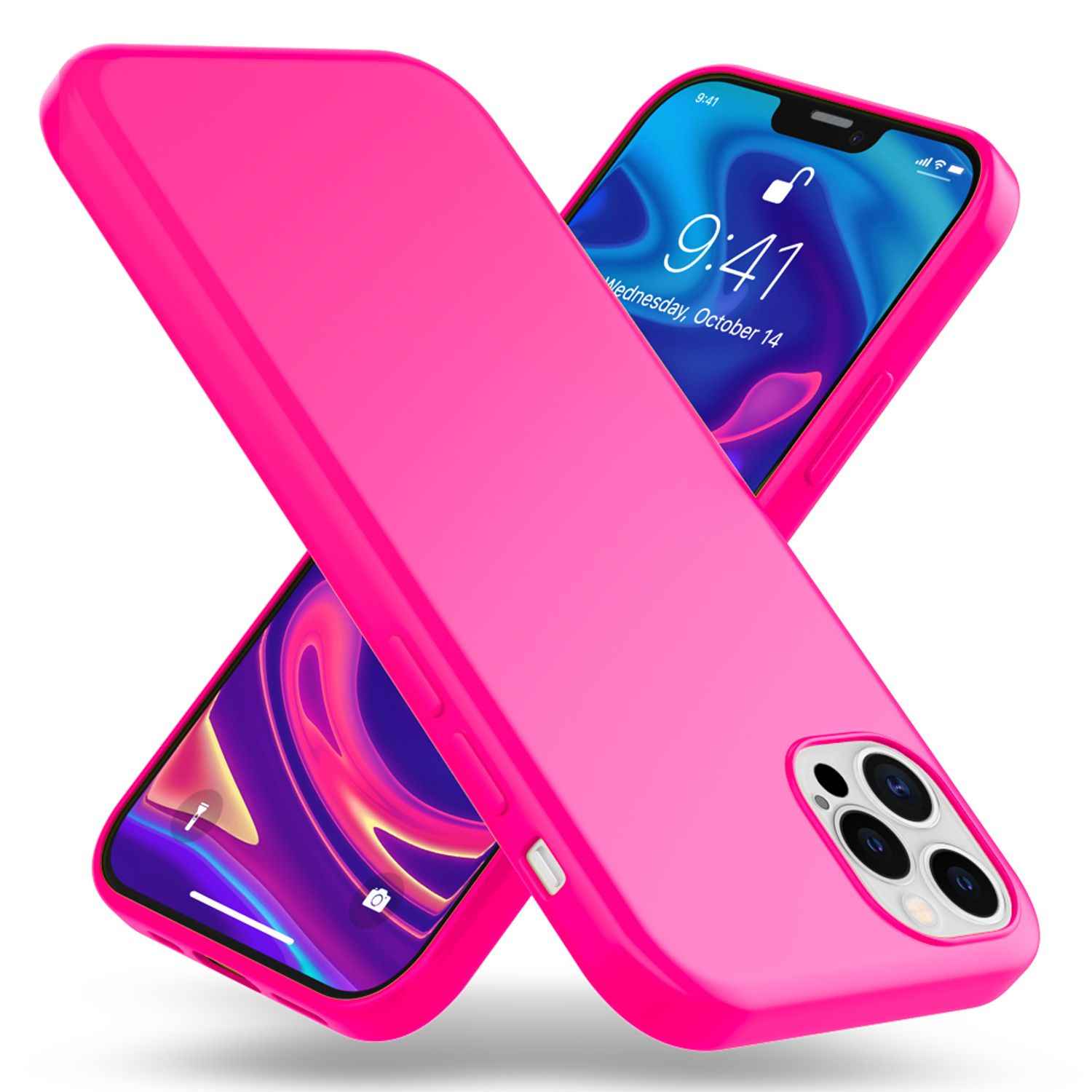 NALIA Neon Handy Hülle für iPhone 12 Pro Max, Slim Case Schutz Cover Etui Bumper