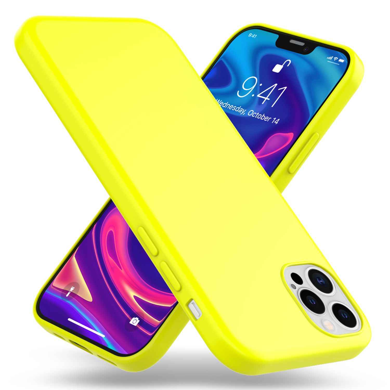 NALIA Neon Handy Hülle für iPhone 12 Pro Max, Slim Case Schutz Cover Etui Bumper