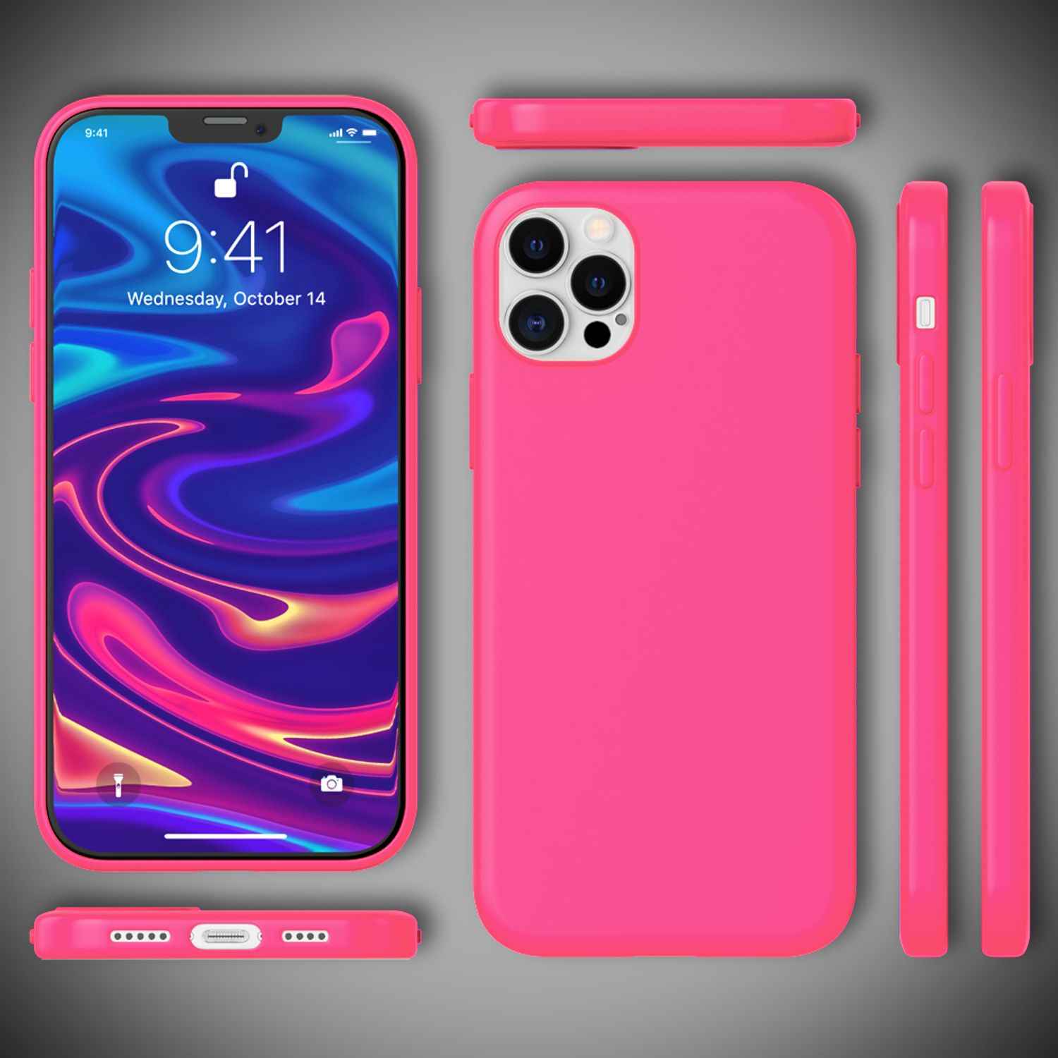 NALIA Neon Handy Hülle für iPhone 12 Pro Max, Slim Case Schutz Cover Etui Bumper
