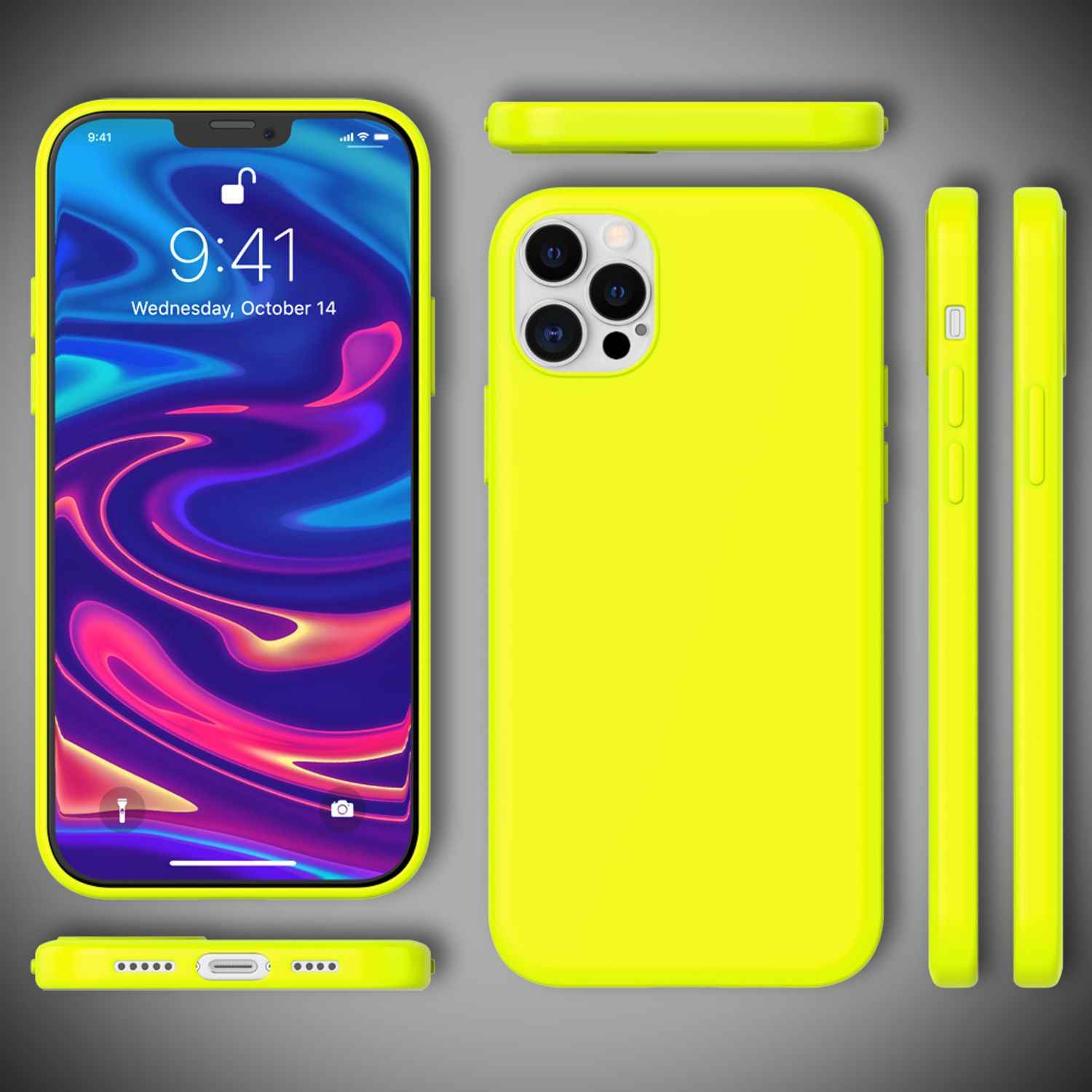 NALIA Neon Handy Hülle für iPhone 12 Pro Max, Slim Case Schutz Cover Etui Bumper
