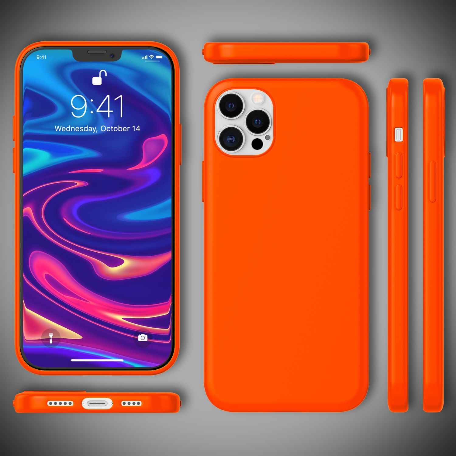 NALIA Neon Handy Hülle für iPhone 12 Pro Max, Slim Case Schutz Cover Etui Bumper