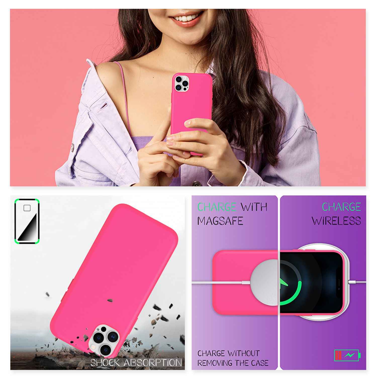 NALIA Neon Handy Hülle für iPhone 12 Pro Max, Slim Case Schutz Cover Etui Bumper