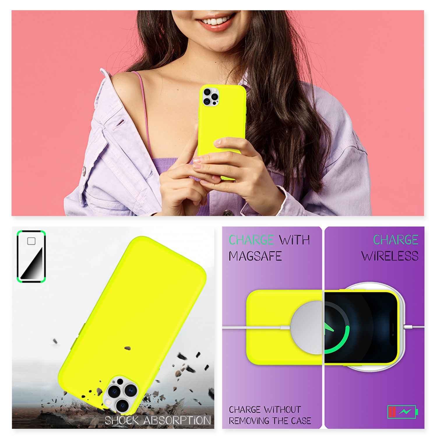 NALIA Neon Handy Hülle für iPhone 12 Pro Max, Slim Case Schutz Cover Etui Bumper