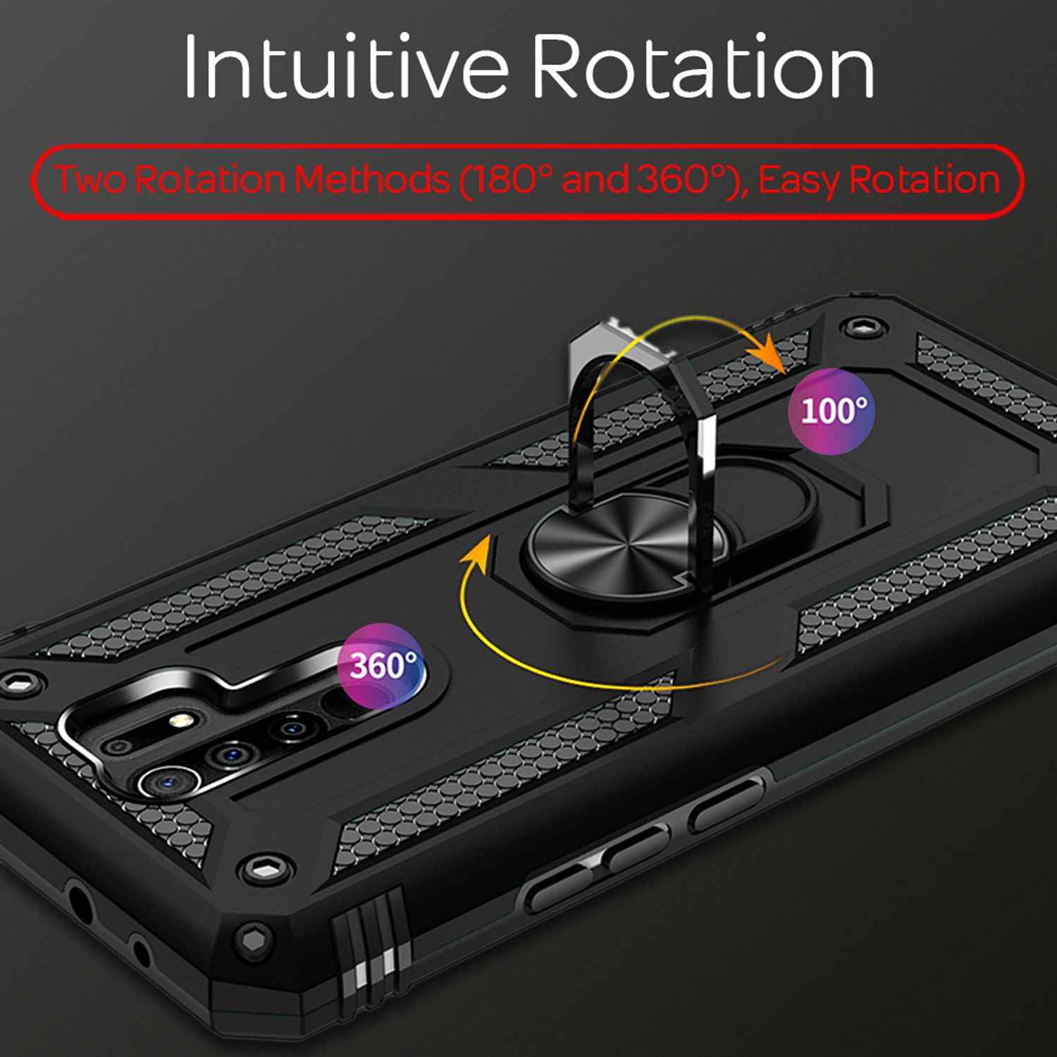 NALIA Ring Handy Hülle für Xiaomi Redmi 9, Schutz Cover mit 360° Finger Halter